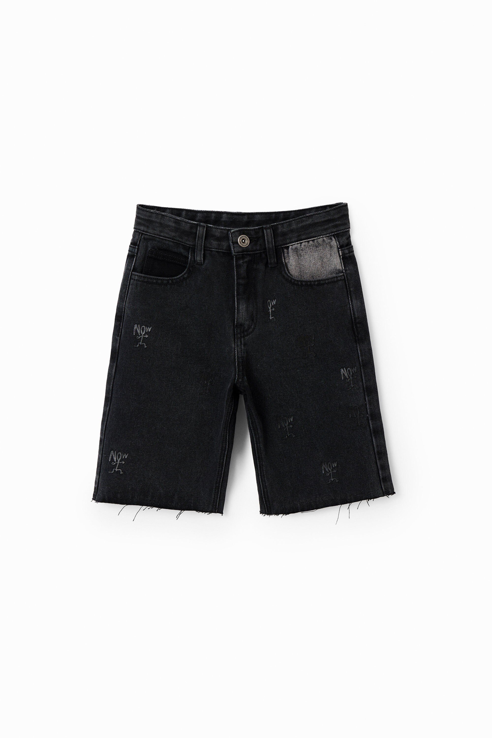 Desigual, Jeans-Bermudas Now, Kinder, Baumwolle, Schwarz, 13/14