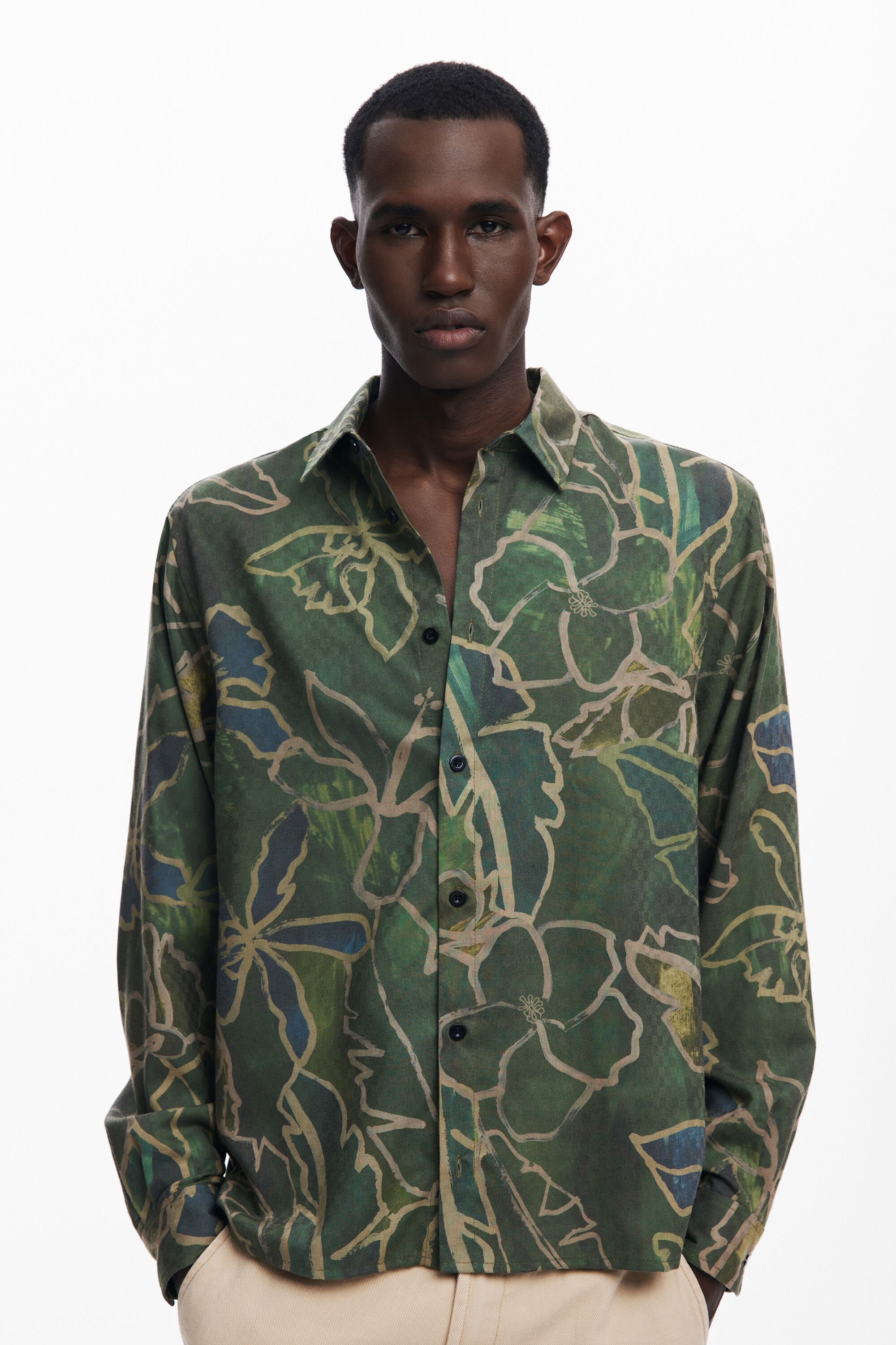 Desigual, Langarmhemd Wald, Herren, GrüN, M