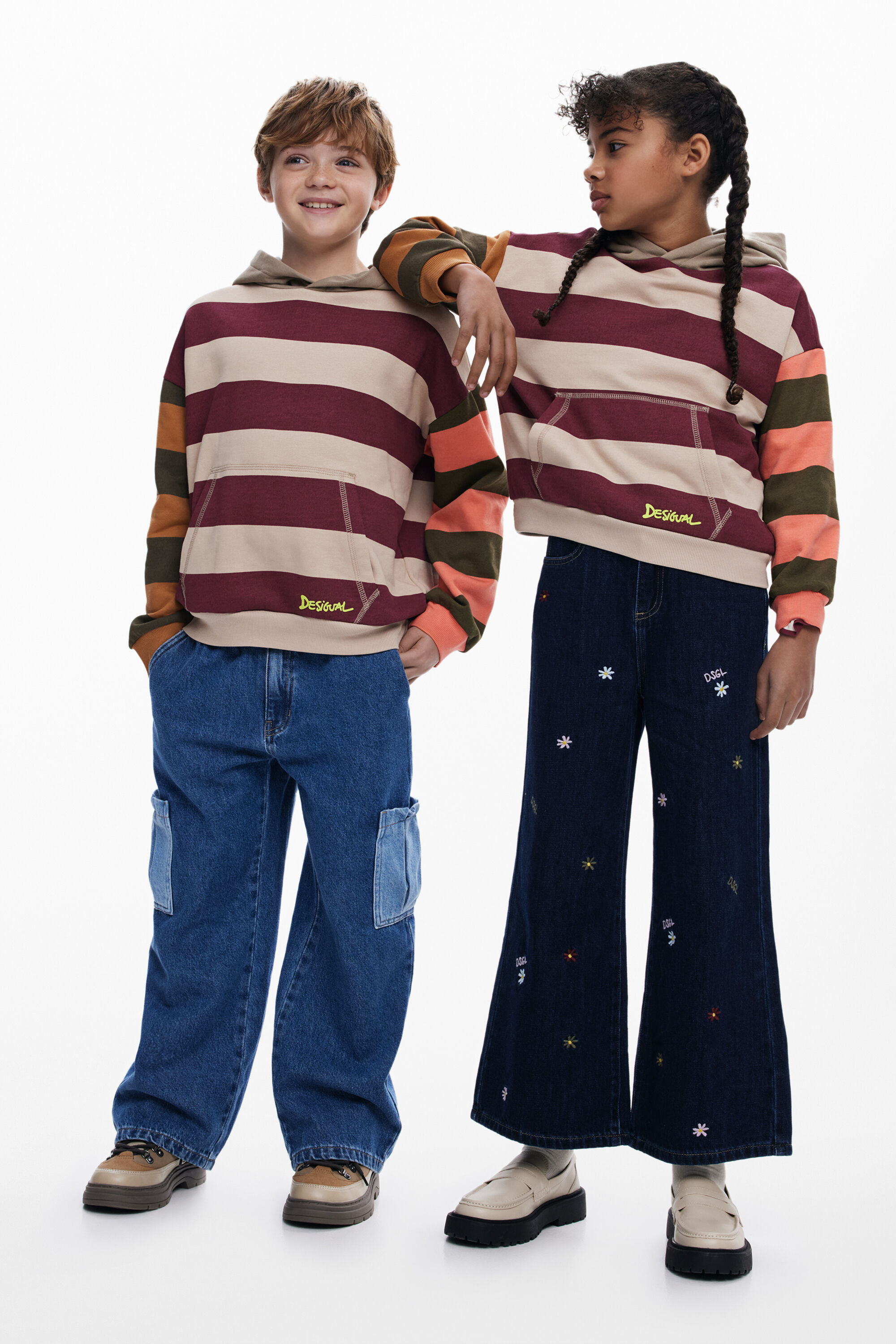 Desigual, Sweatshirt mit kombinierten Streifen, Kinder, Baumwolle, 9/10