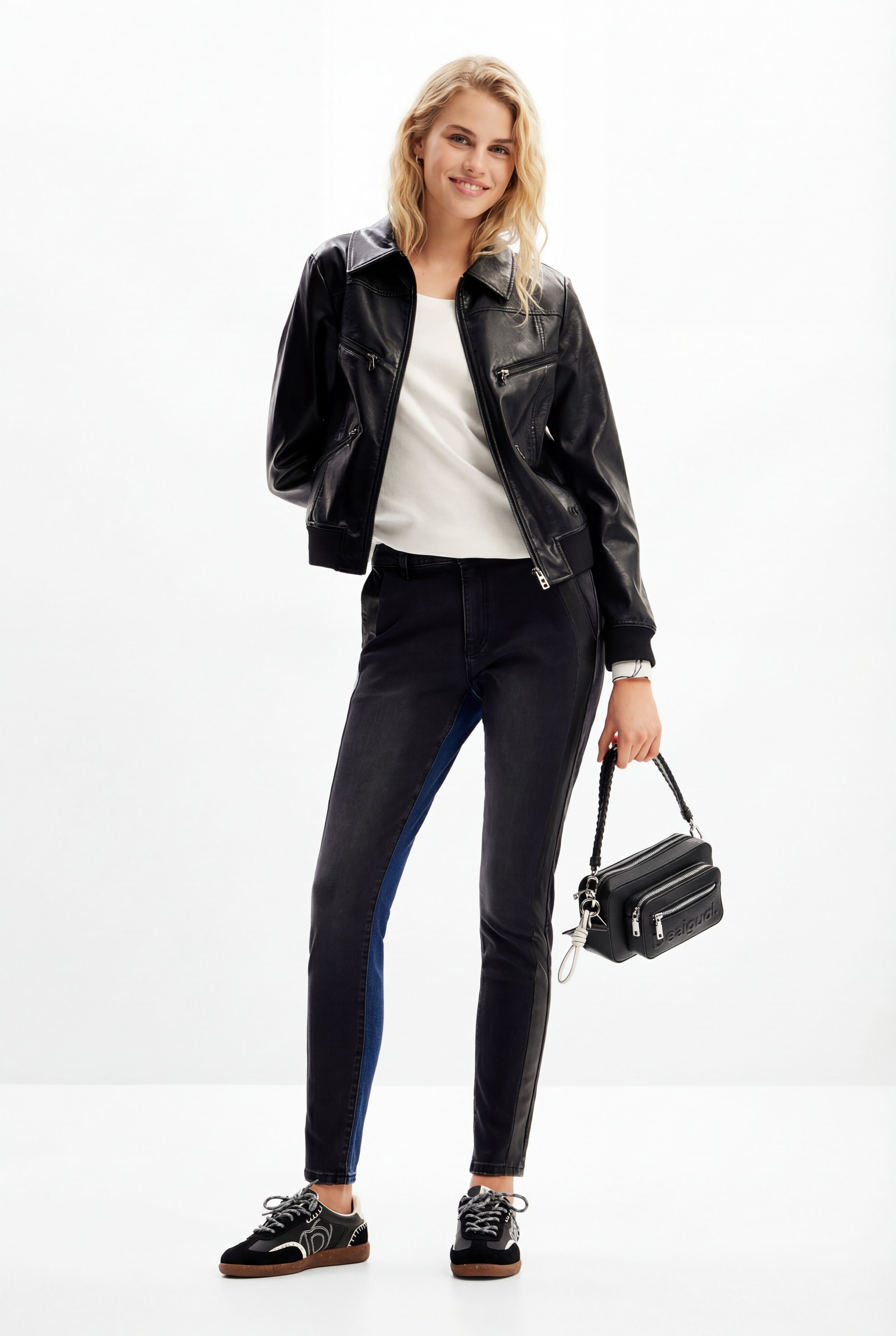 Desigual, Jeans Slim Fit Kontrast, Damen, Schwarz, 42