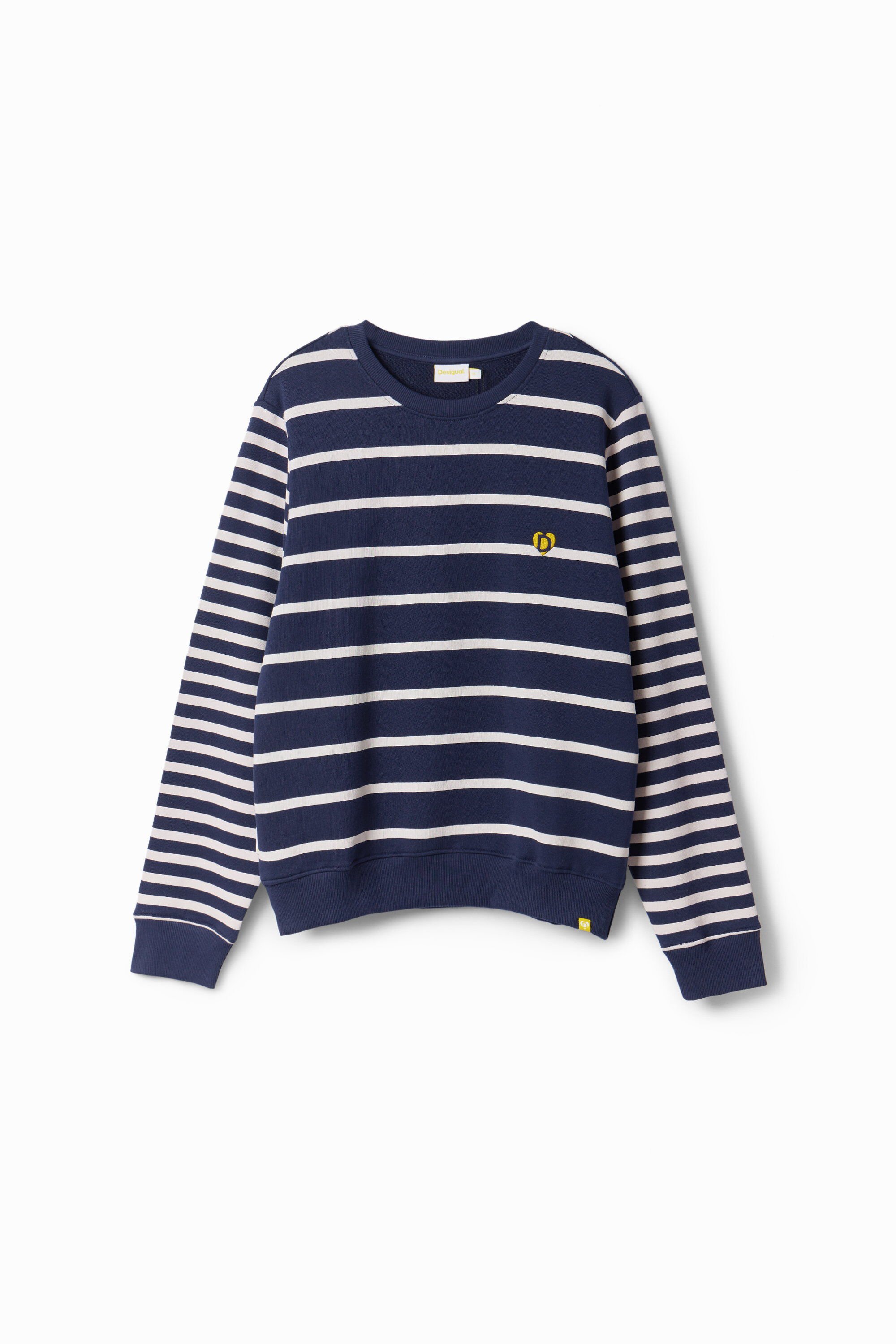 Desigual, Sweater Streifen Imagotyp, Baumwolle, Blau, L