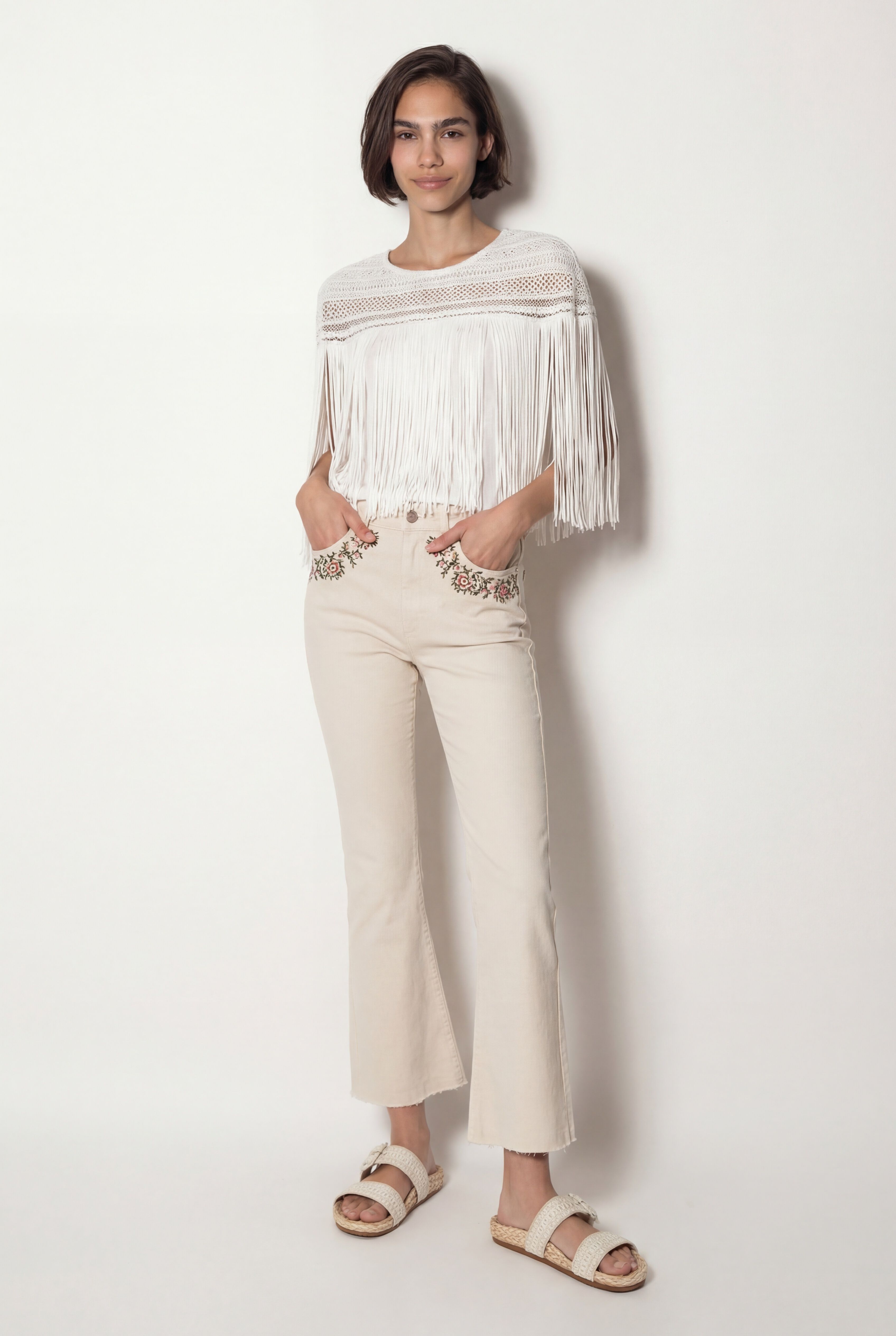 Desigual, Ausgestellte, weiße Skinny Jeans, Damen, Baumwolle, Weiß, 40