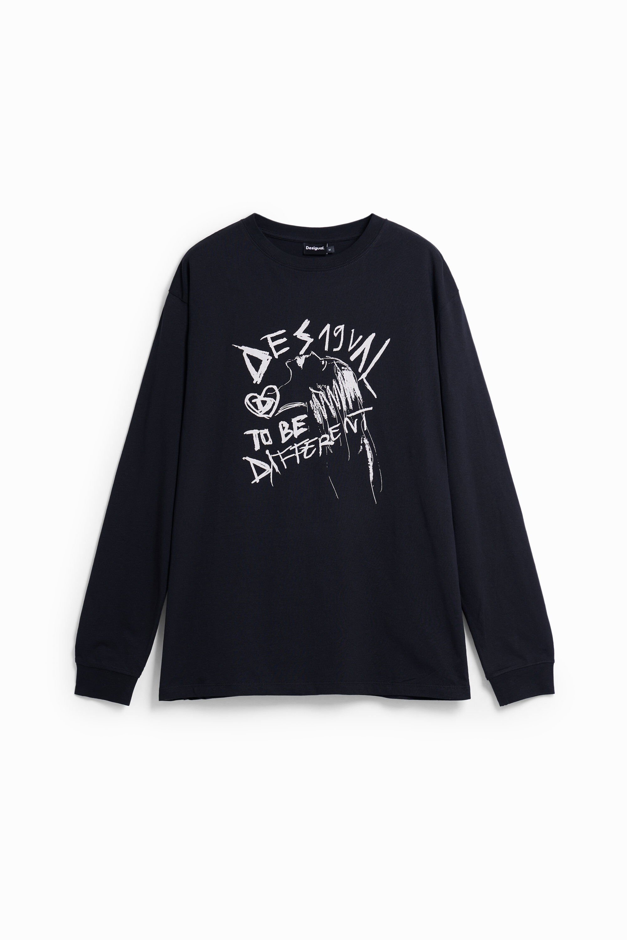 Desigual, Langarmshirt 'To be Different', Herren, Baumwolle, Schwarz, XXL