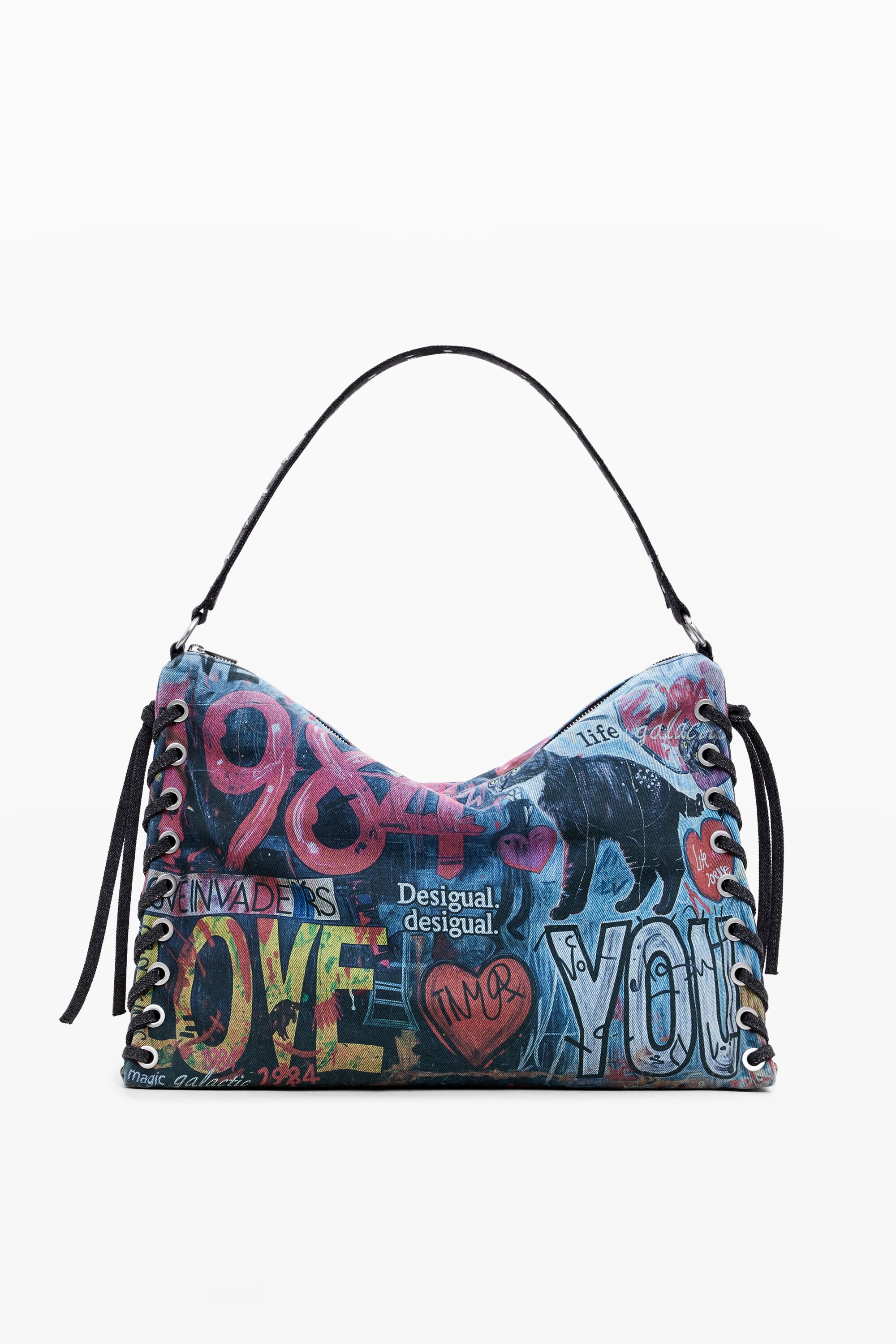 Desigual, Große Graffiti-Tasche, Damen, Baumwolle, U