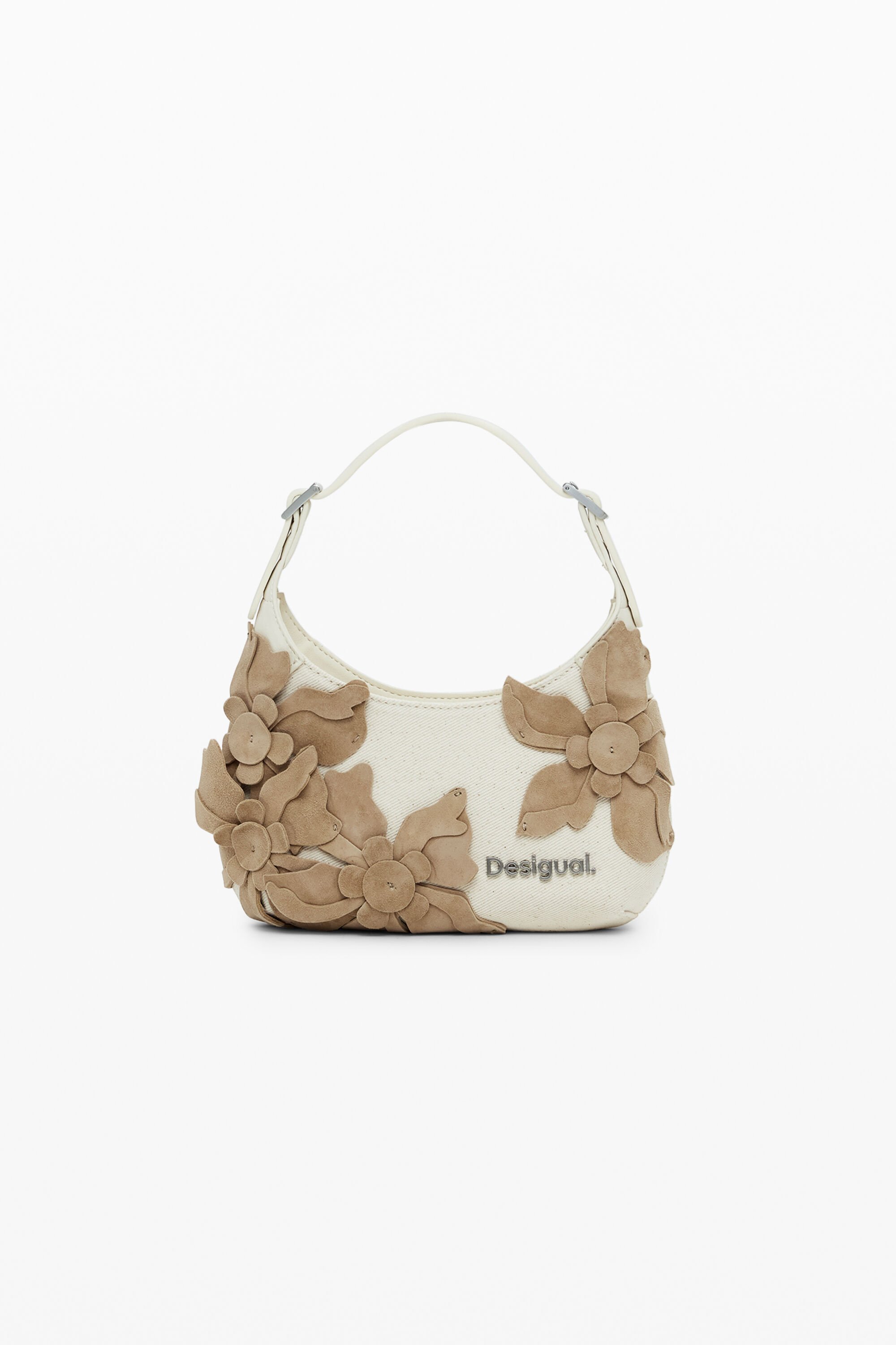 Desigual, Kleine Tasche mit Blumenapplikationen, Damen, Weiß, U