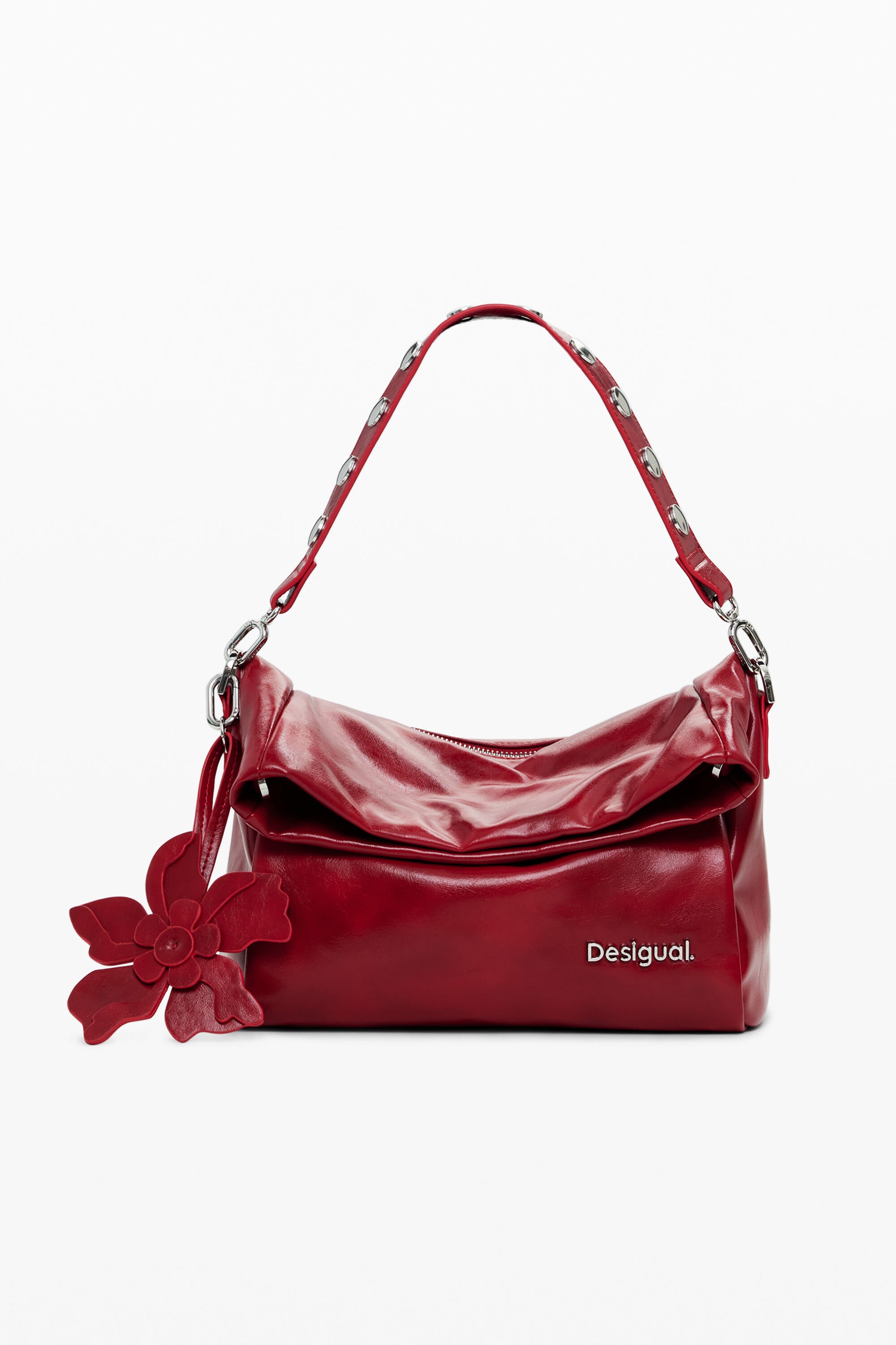 Desigual, Glänzende Umhängetasche, Damen, Polyurethan, Rot, U