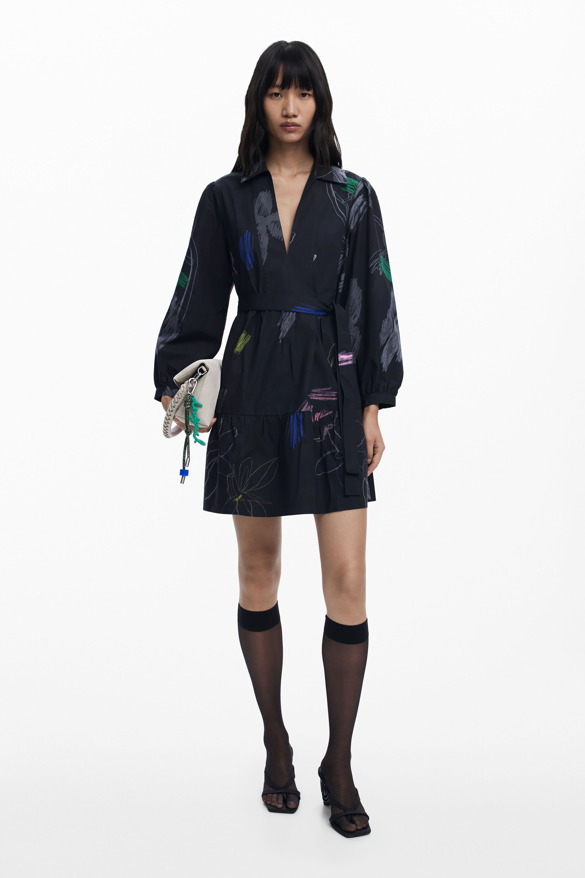 Desigual, Kurzes Hemdblusenkleid, Damen, Baumwolle, Schwarz, L