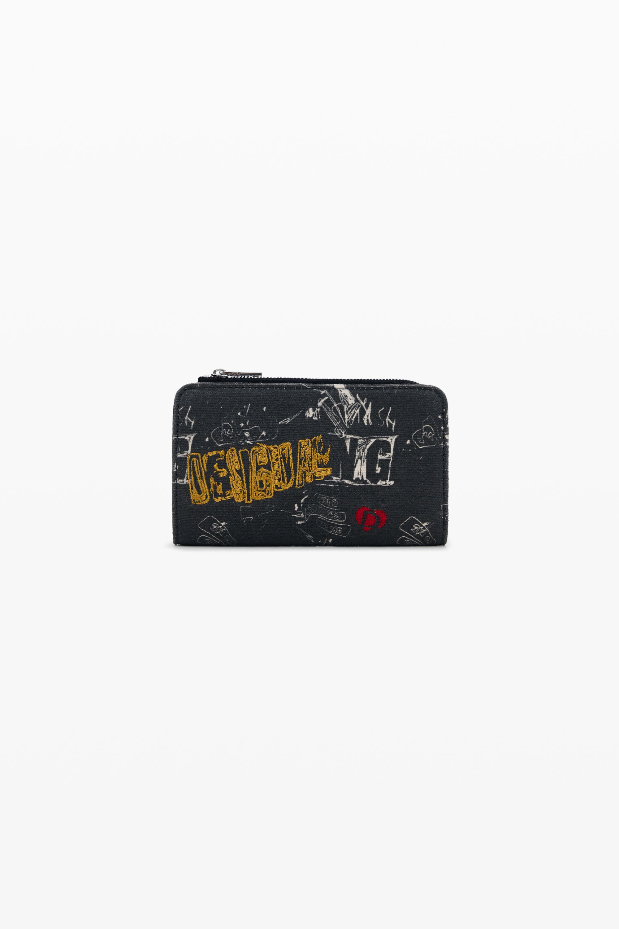 Desigual, Mittlerer Geldbeutel mit Graffiti, Damen, Baumwolle, Schwarz, U