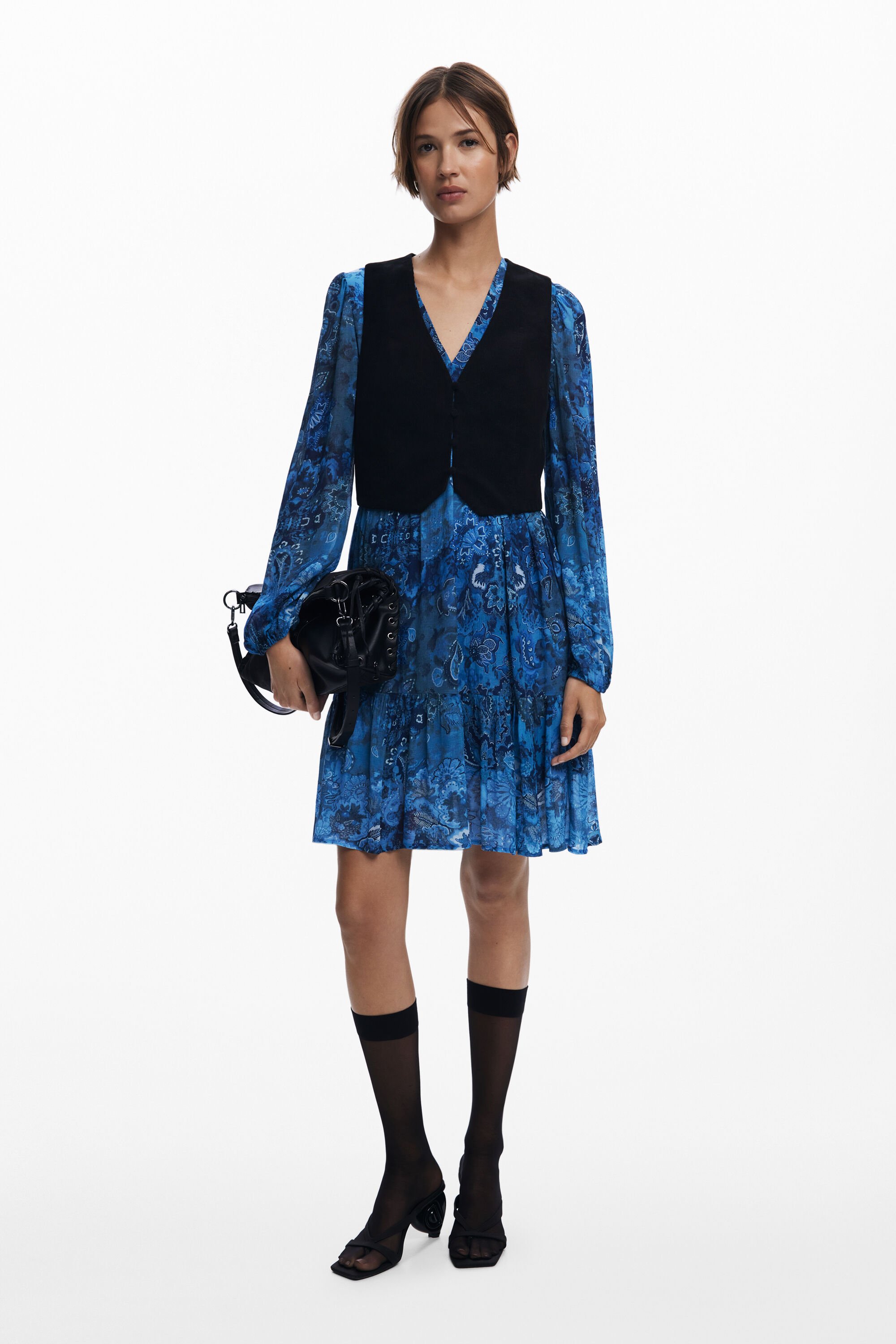 Desigual, 2-in-1 Kleid-Weste, Damen, Polyester, Blau, M