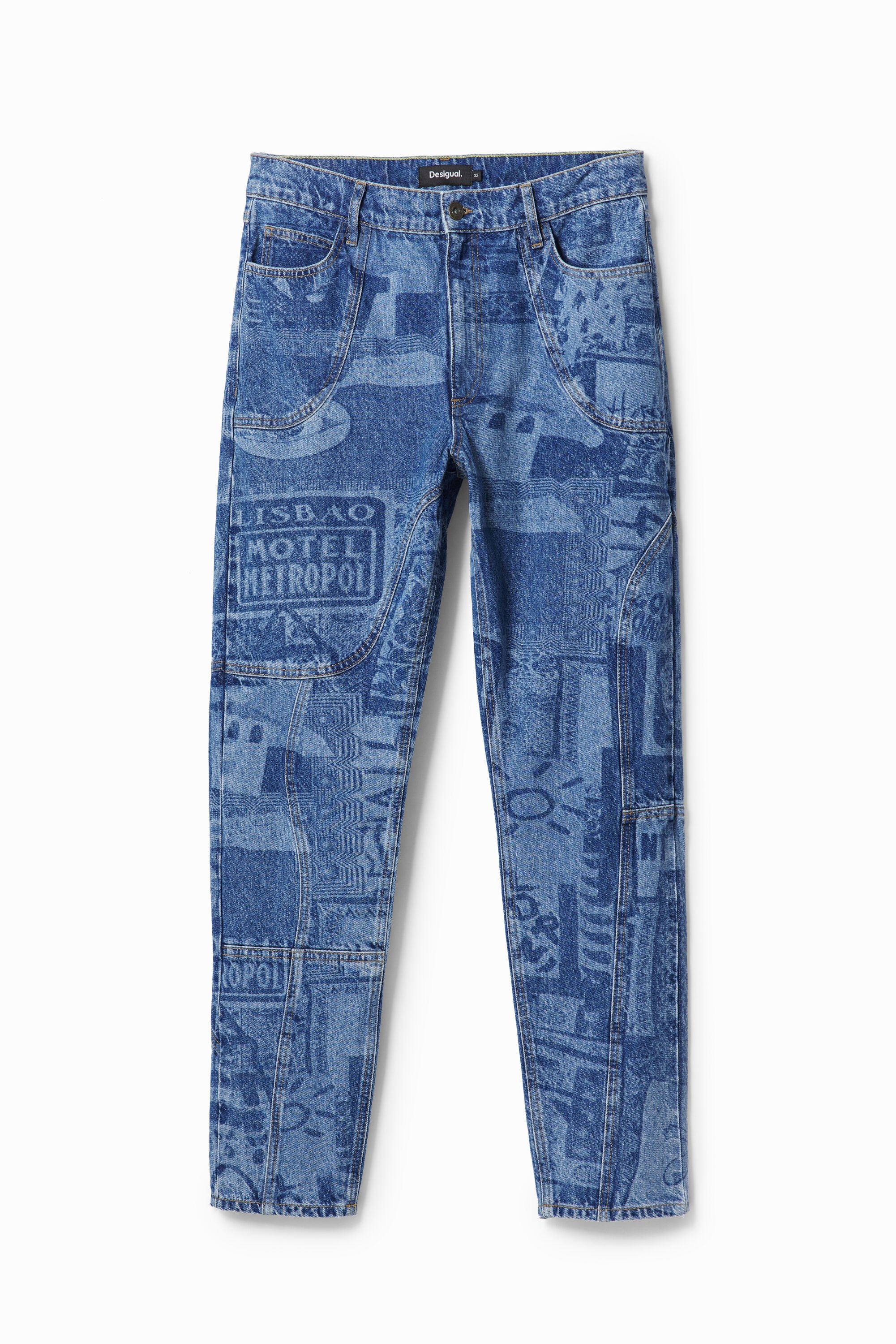 Desigual, Karotten-Jeans Laser-Print, Herren, Baumwolle, Blau, 36