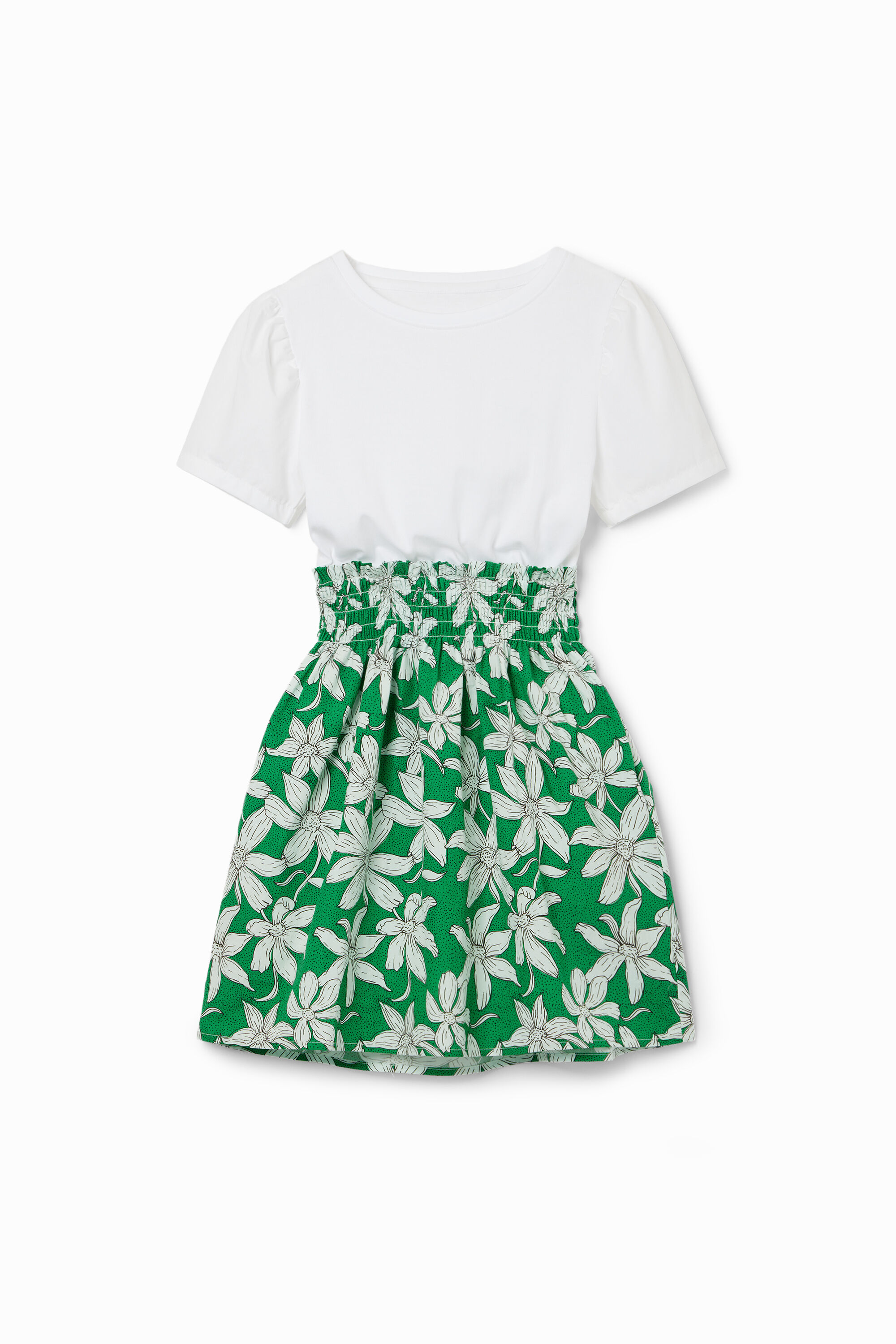 Desigual, Kombikleid Blumen, Kinder, Baumwolle, GrüN, 9/10