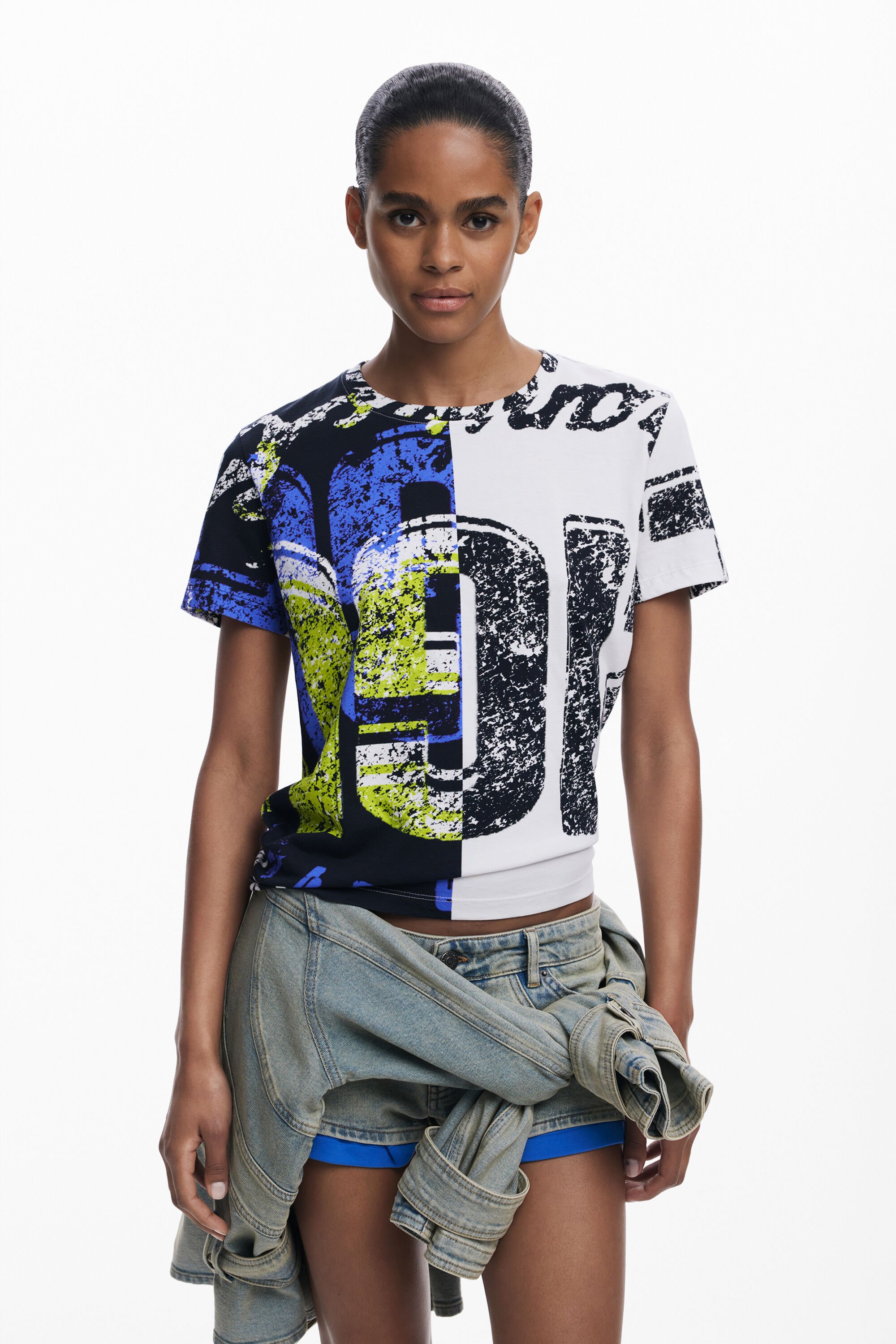 Desigual, Kurzarm-T-Shirt, Damen, Baumwolle, Schwarz, S