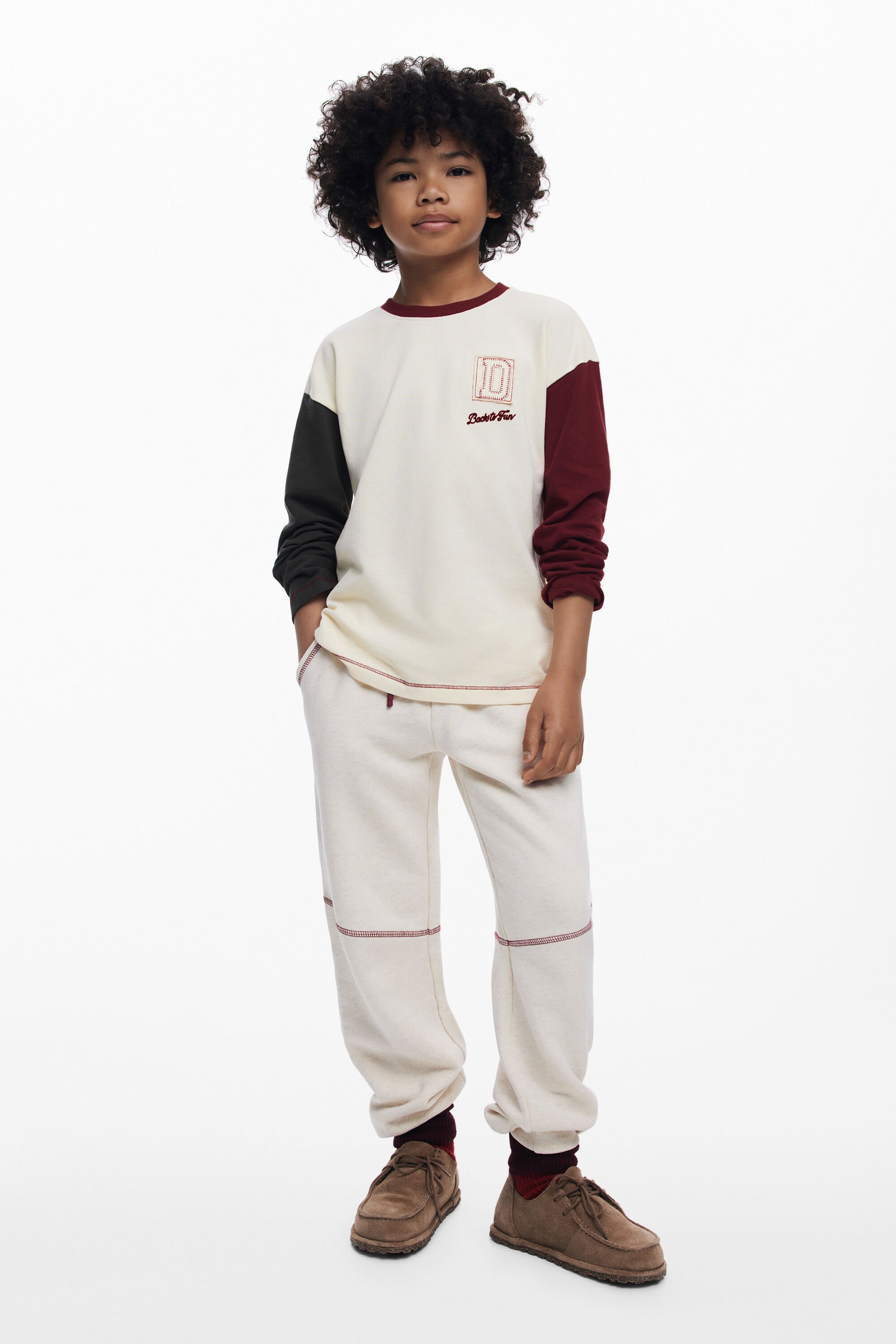 Desigual, T-SHIRT MIT KONTRASTÄRMELN, Kinder, Baumwolle, Weiß, 7/8