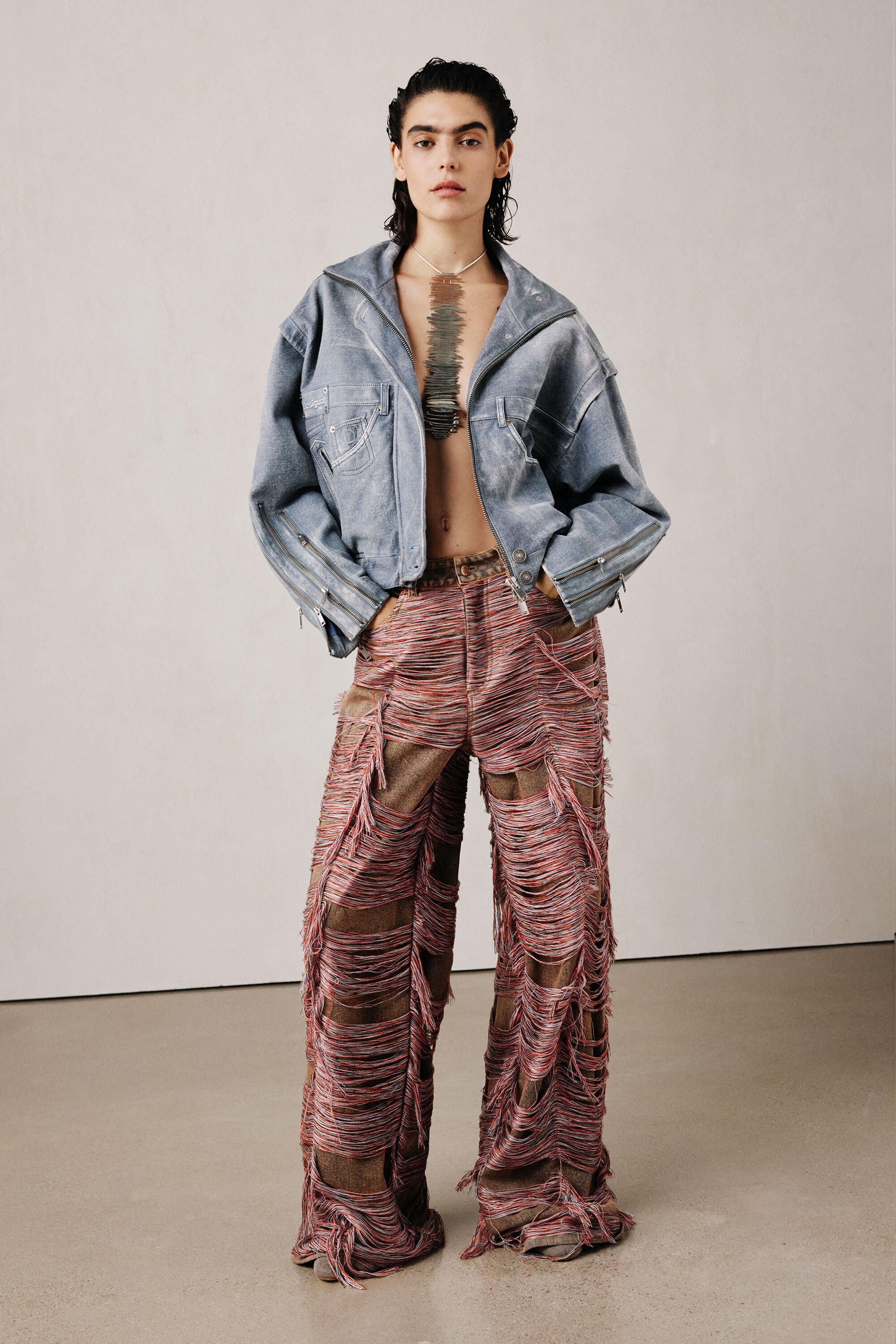 Desigual, Ausgefranste Studio-Jeans, Damen, Baumwolle, Rot, 38