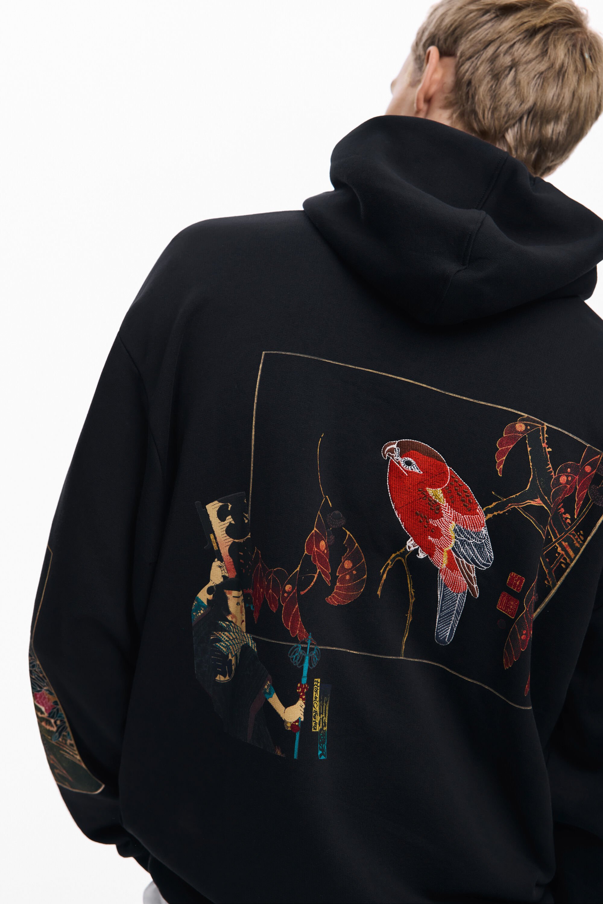 Desigual, Kapuzensweatshirt mit Landschaftsmotiv, Herren, Baumwolle, Schwarz, XL