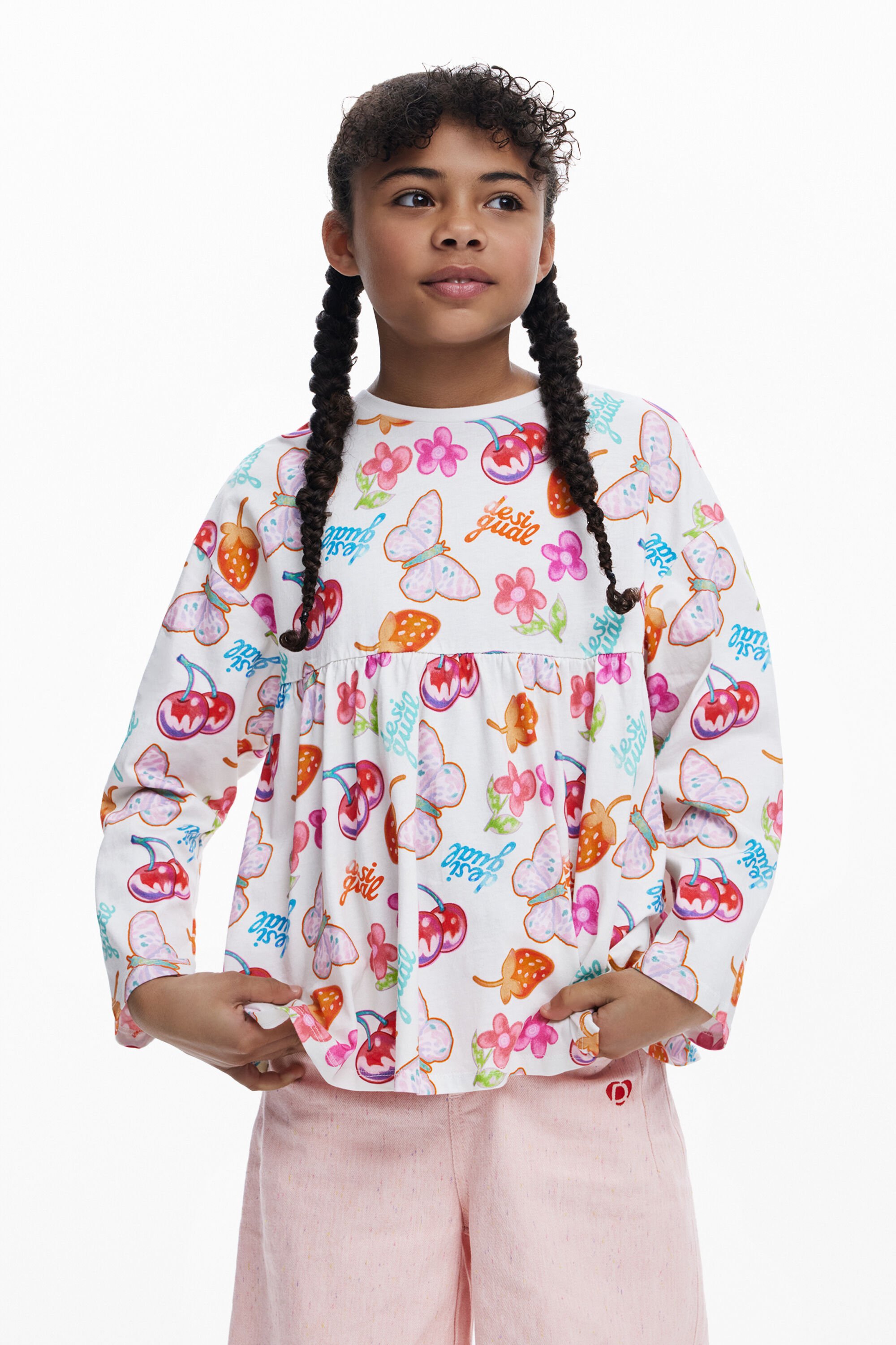Desigual, A-Linien-Shirt mit Früchten, Kinder, Baumwolle, 11/12
