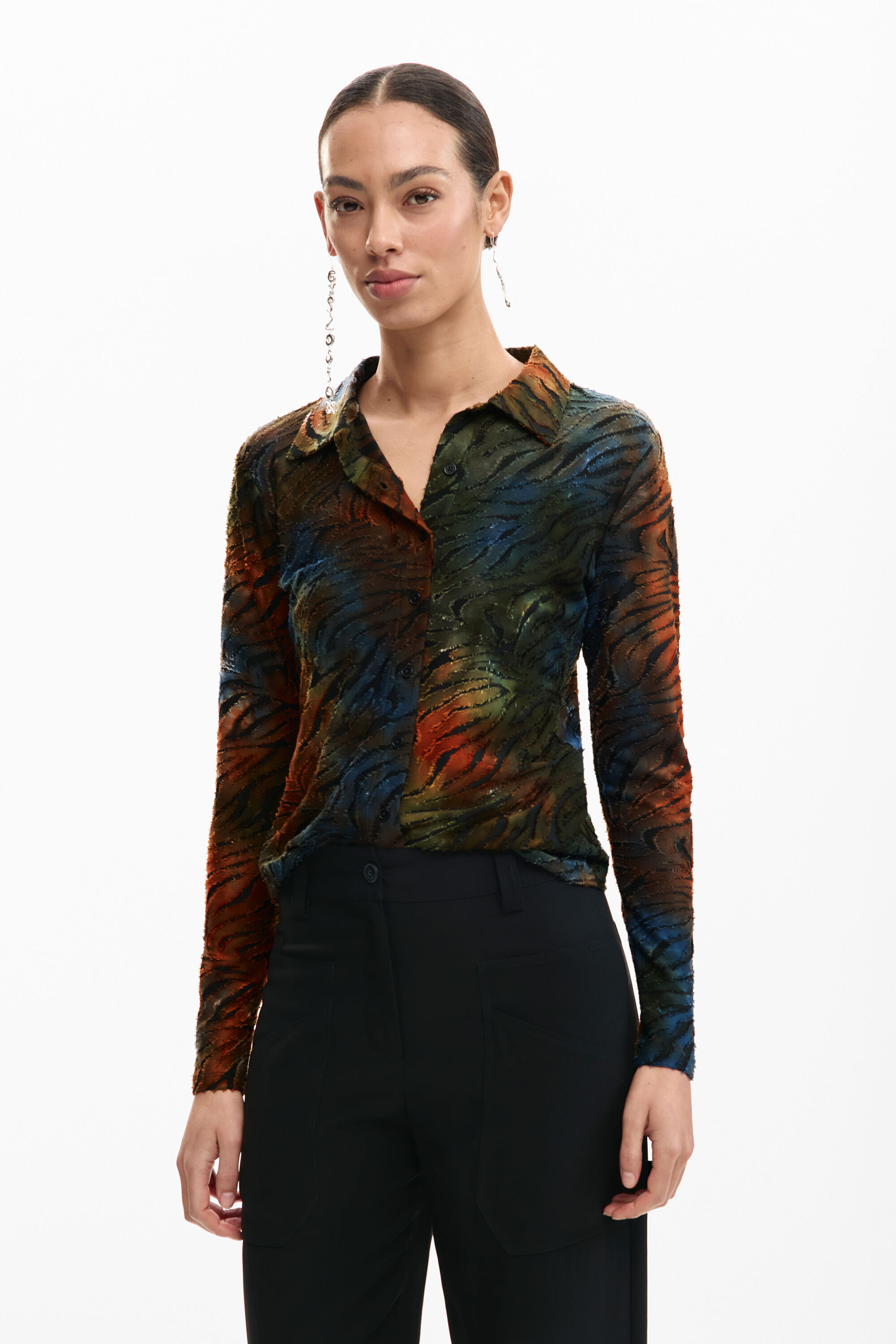 Desigual, Knopfshirt mit Animal-Print, Damen, GrüN, M