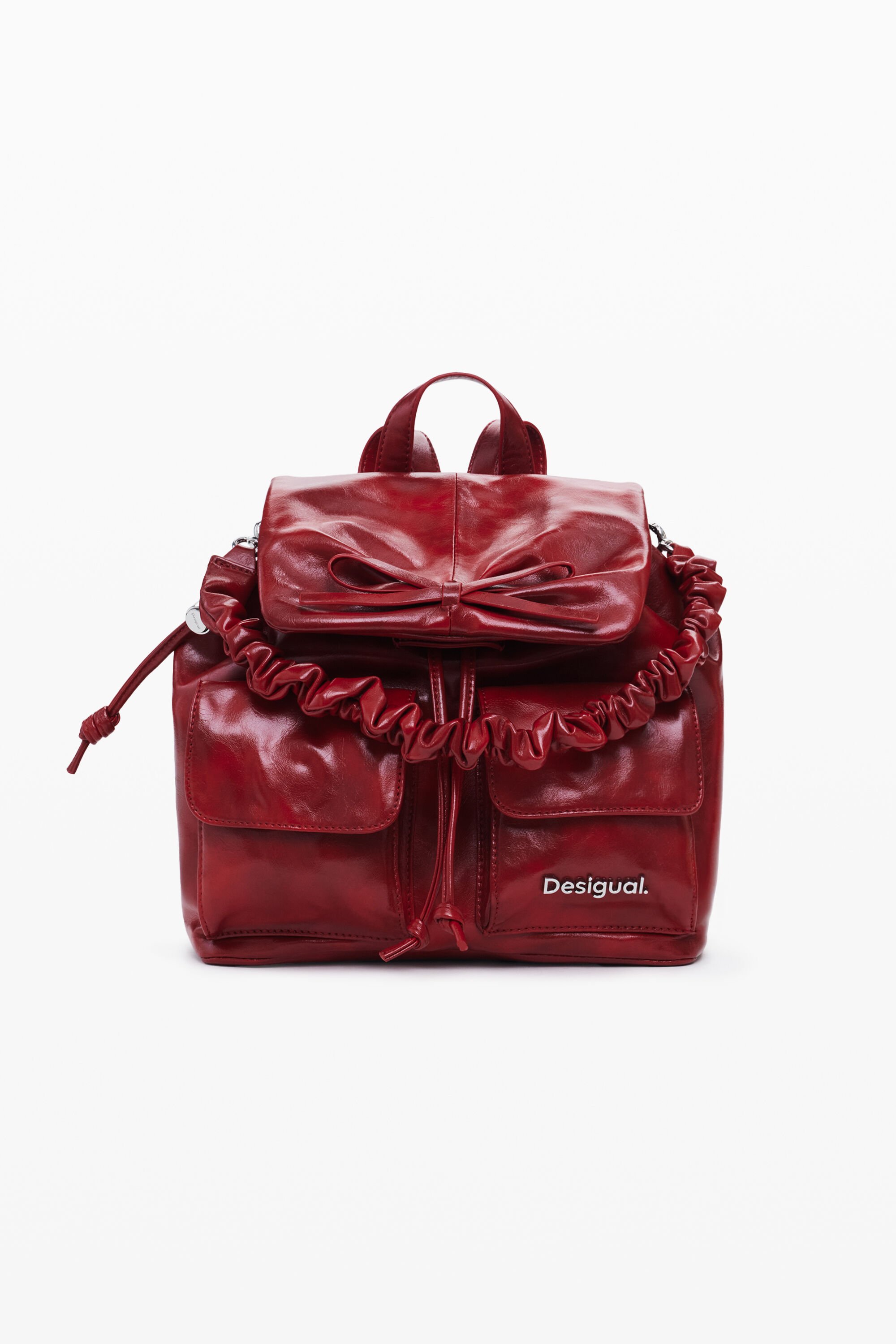Desigual, Kleiner Rucksack mit Schleife, Damen, Polyurethan, Rot, U