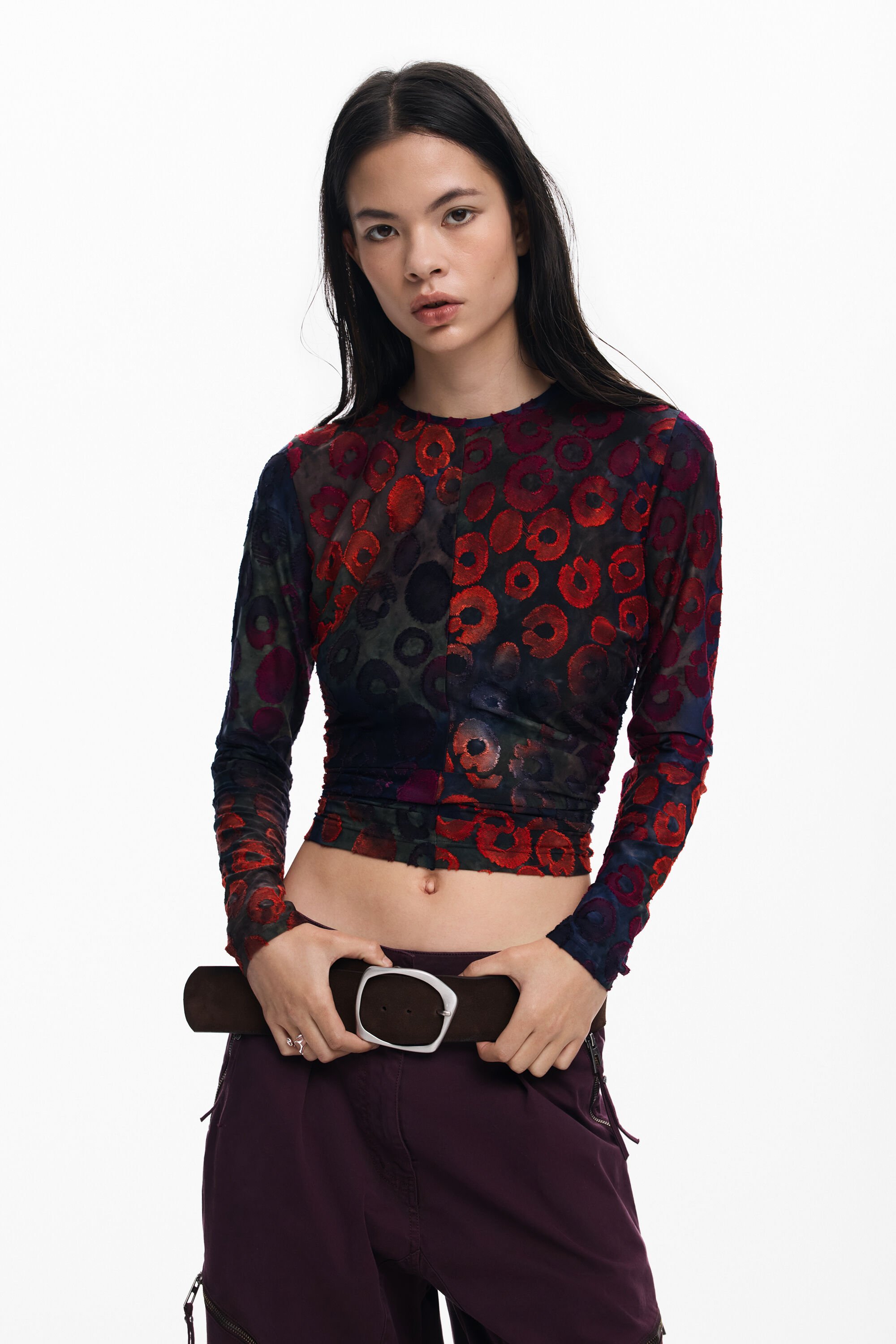 Desigual, T-Shirt mit Kreisprint, Damen, Rot, XL