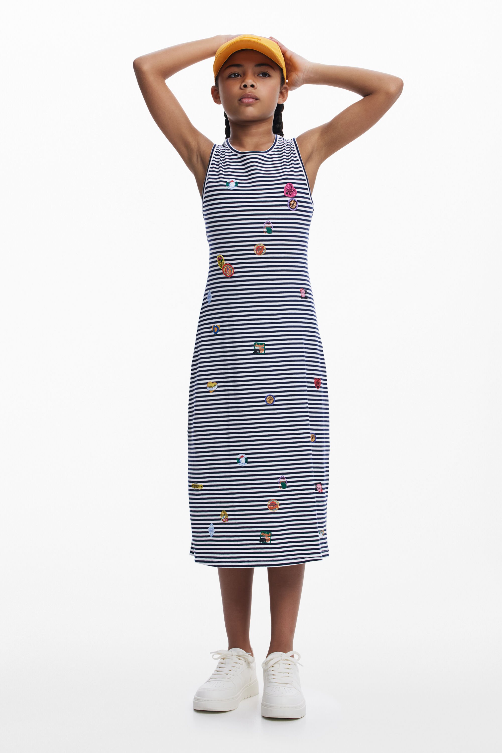 Desigual, Cut-Out-Kleid mit Stickereien, Kinder, Baumwolle, Blau, 13/14