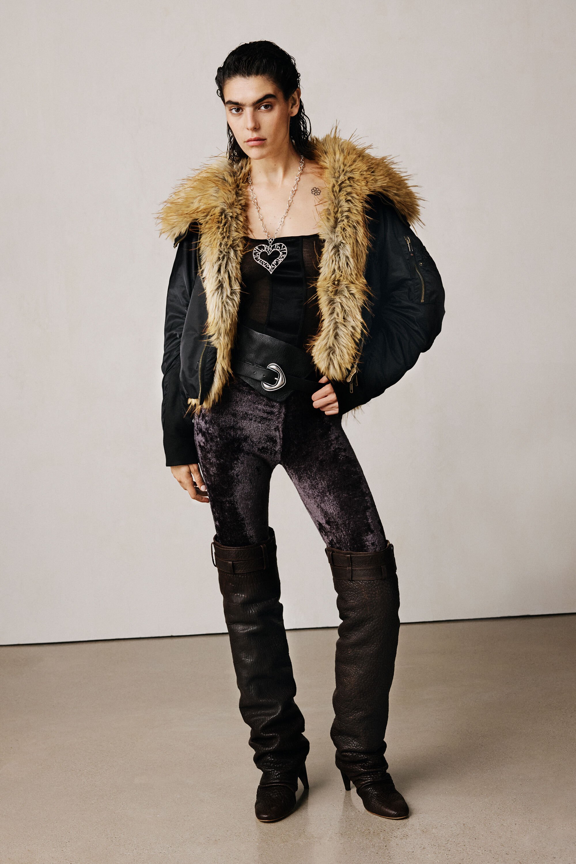 Desigual, Leggings Pelz Studio, Damen, Schwarz, L