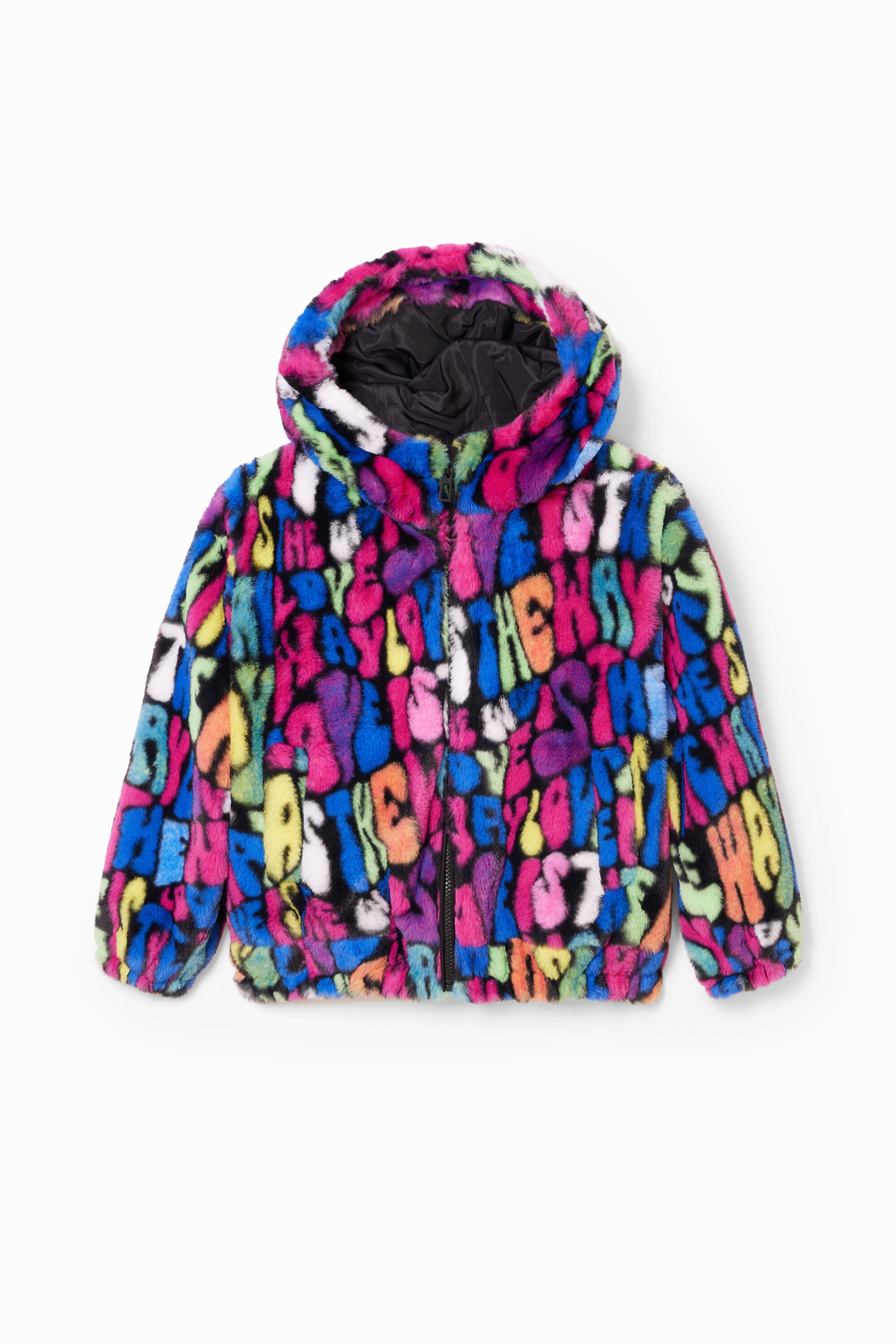 Desigual, Bunte Jacke in Fellhaptik, Kinder, Polyester, 5/6