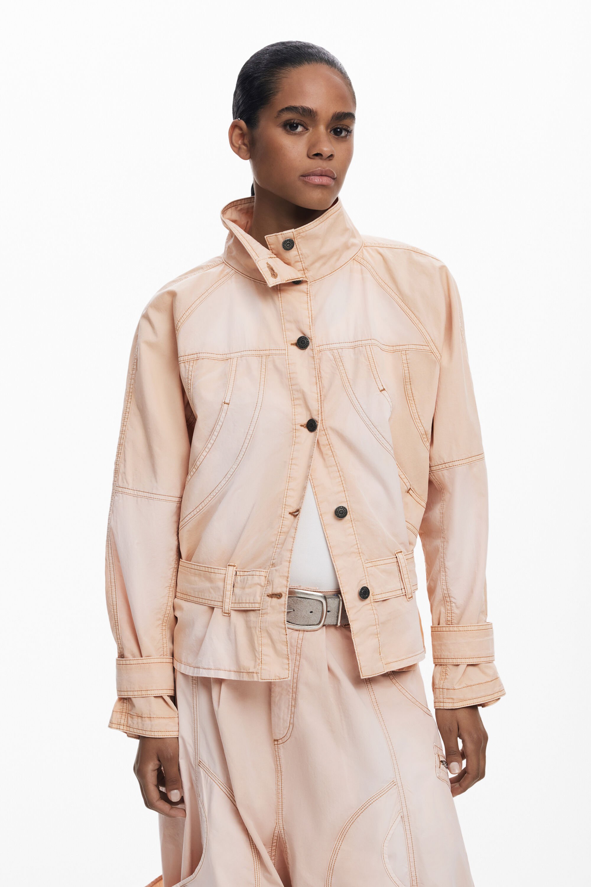 Desigual, Jeansjacke mit Rollkragen, Damen, Baumwolle, Rot, XS