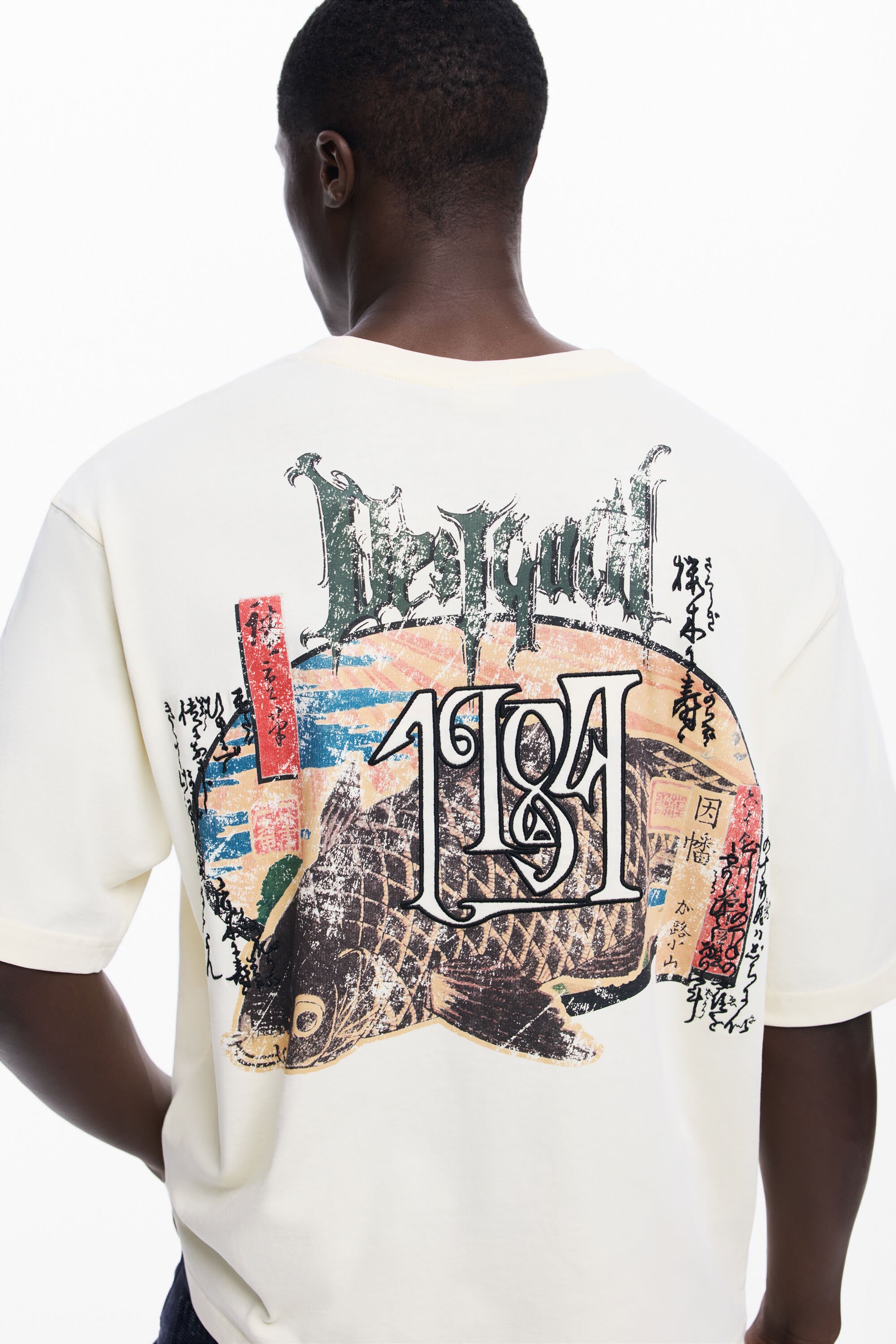 Desigual, Karpfen-T-Shirt, Herren, Baumwolle, Weiß, L