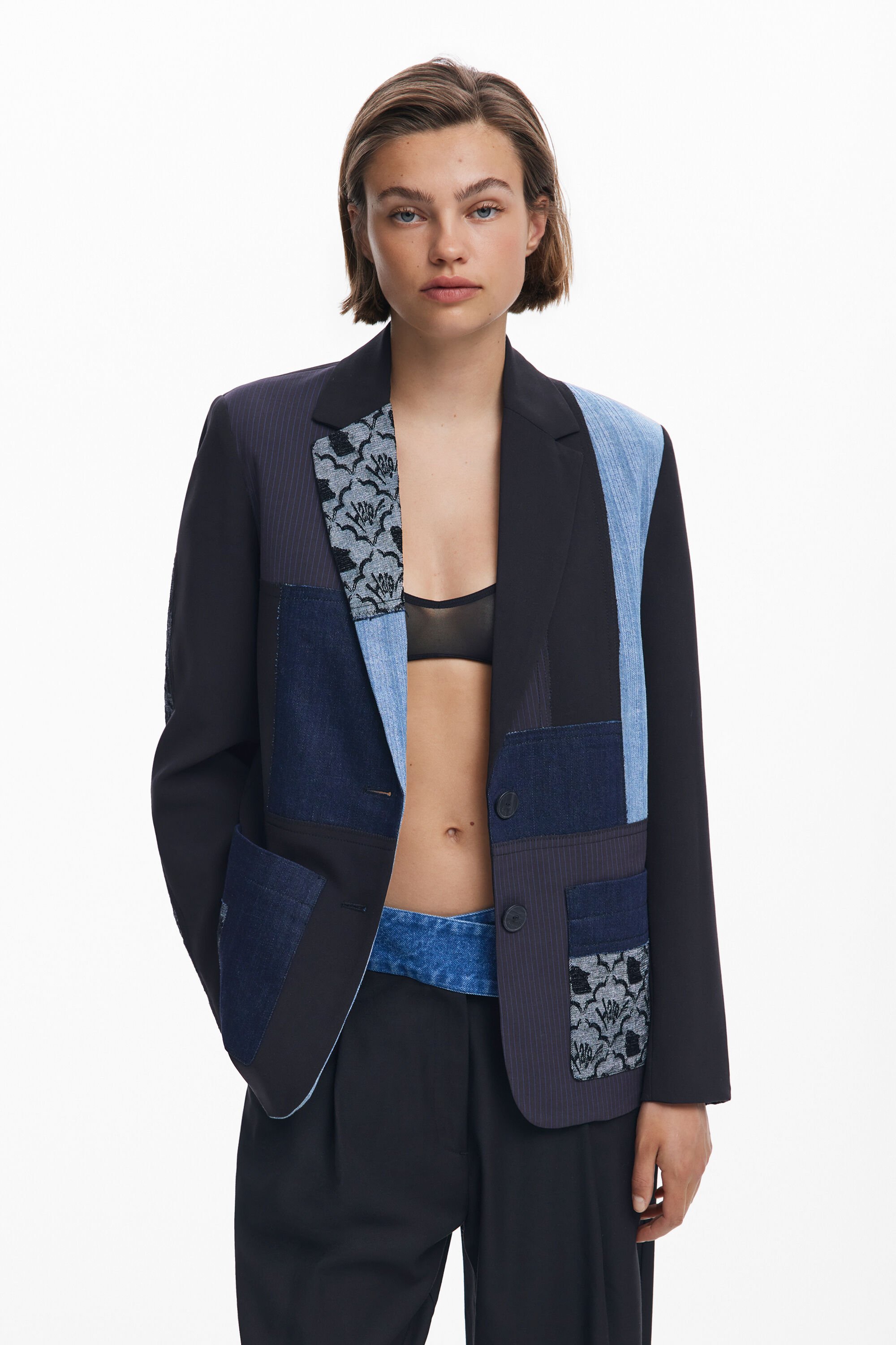 Desigual, Patchwork-Sakko, Damen, Schwarz, M