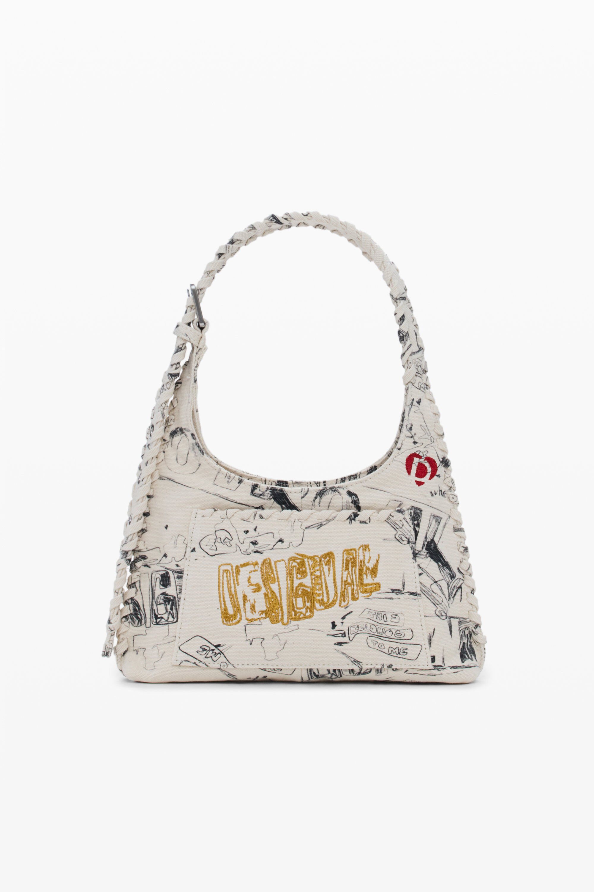 Desigual, Mittlere Tasche mit Schriftzug, Damen, Baumwolle, Weiß, U