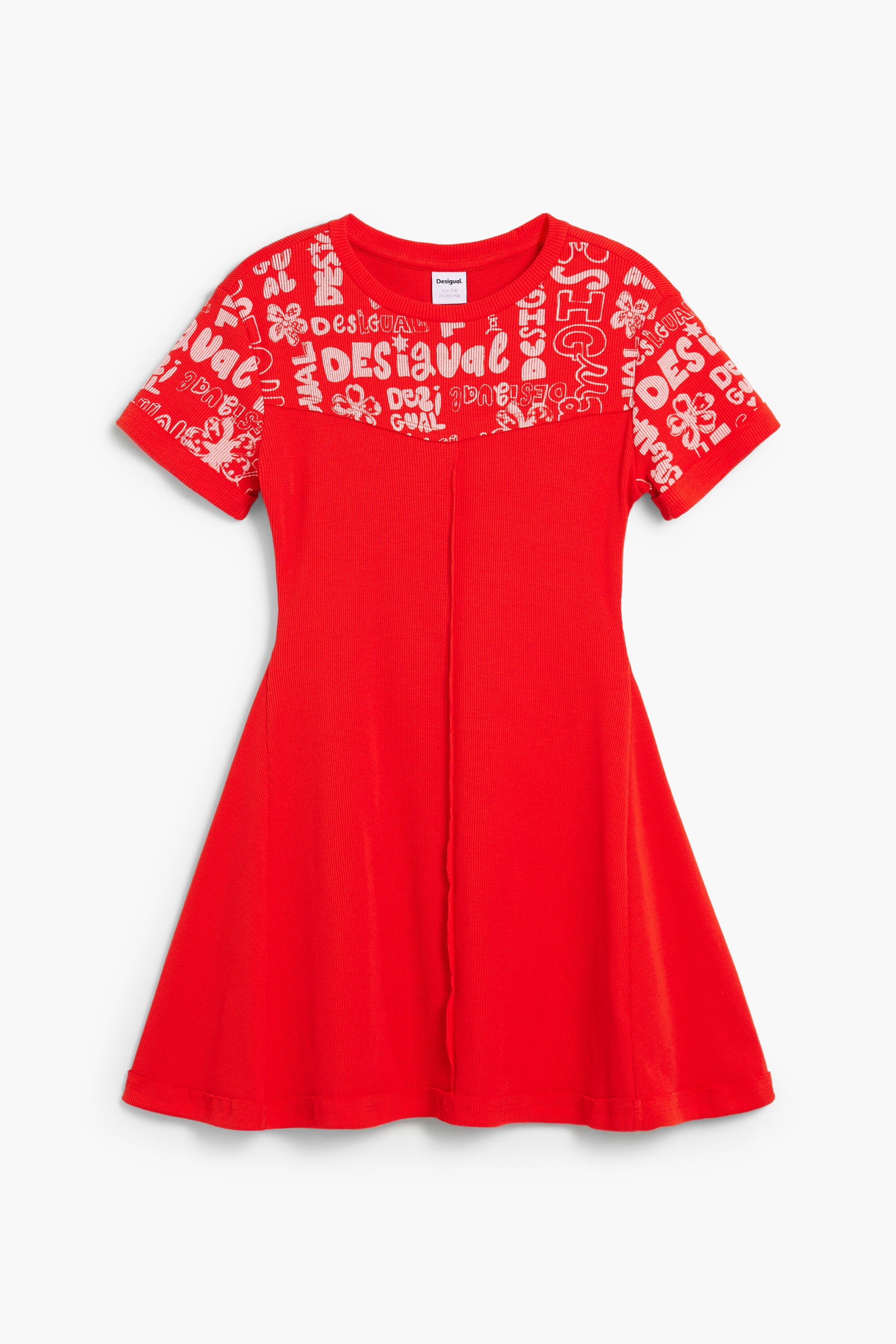 Desigual, Mädchenkleid mit Lettering, Kinder, Baumwolle, Rot, 13/14