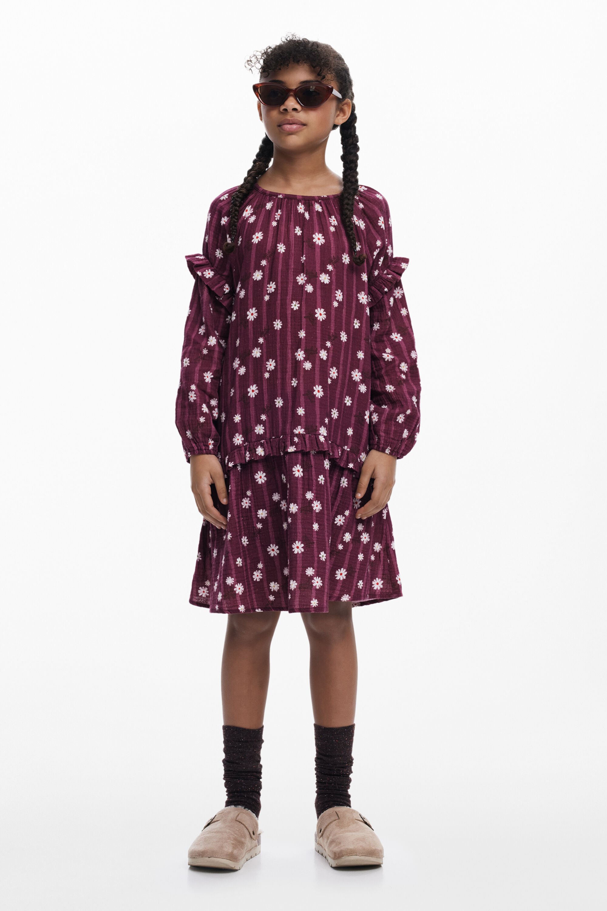 Desigual, Boho-Kleid mit Blumenmuster, Kinder, Baumwolle, Rot, 11/12