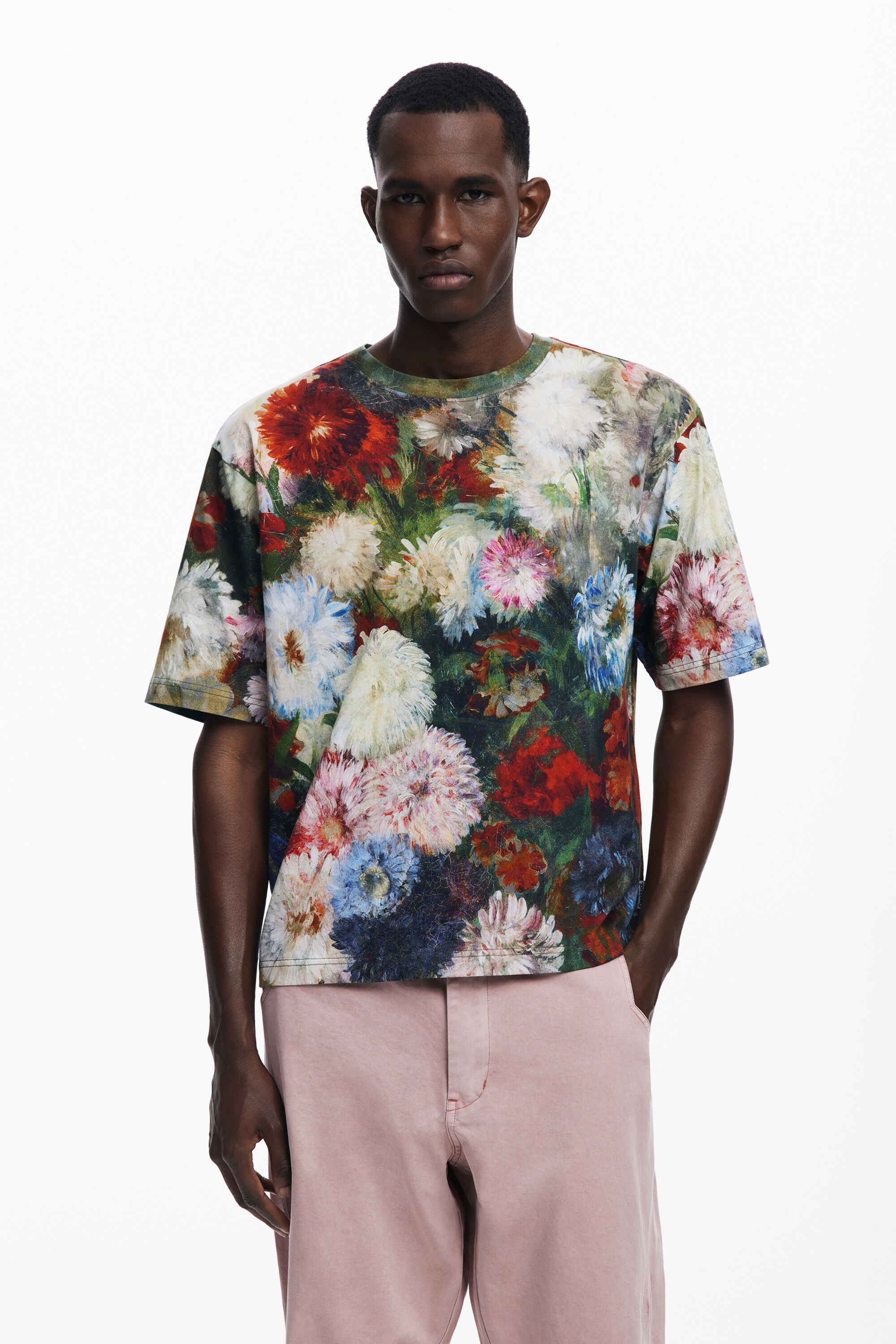 Desigual, Kurzarm-T-Shirt Garten, Herren, Baumwolle, GrüN, M