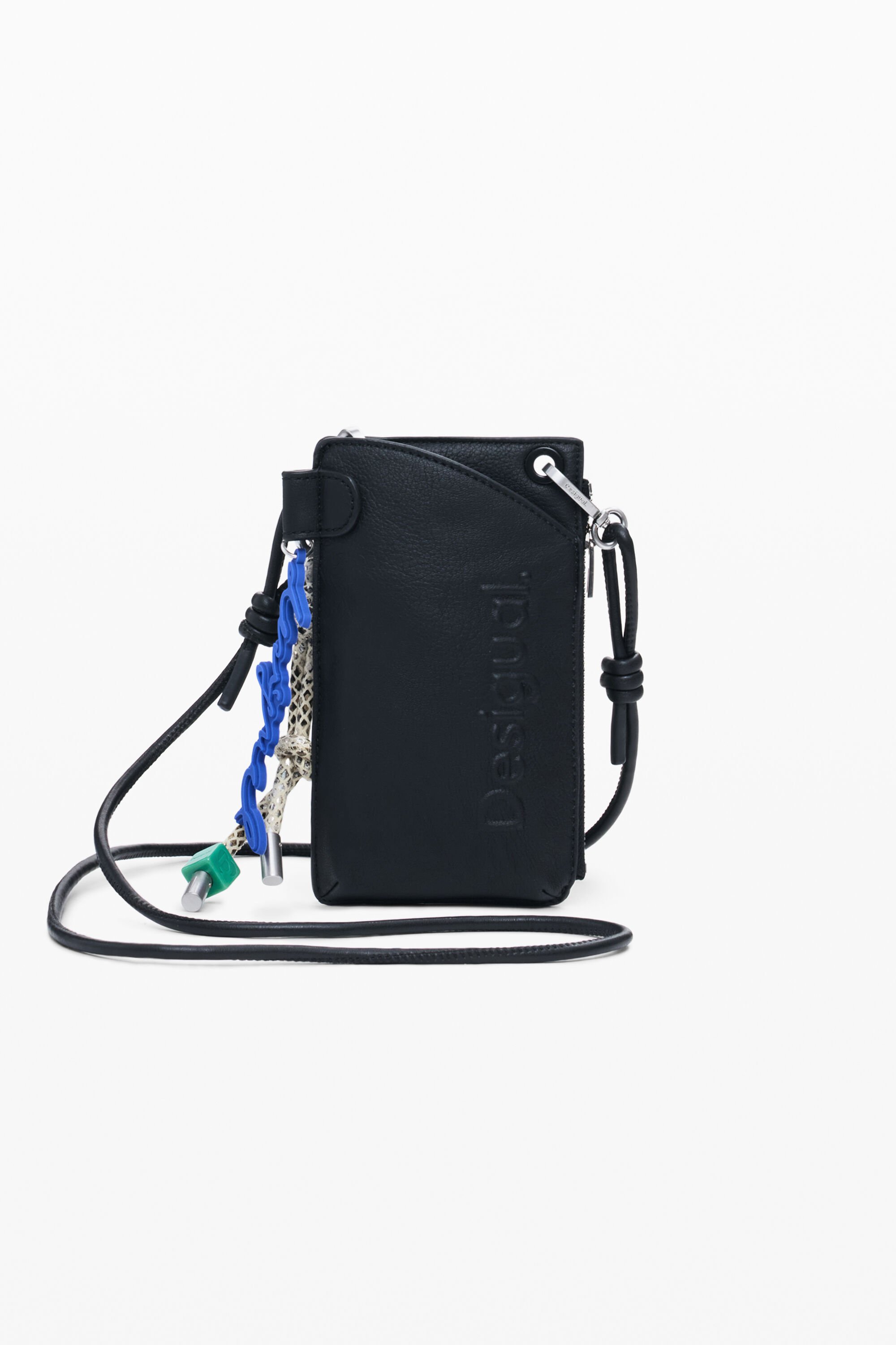 Desigual, Handytasche in Lederoptik mit Logo, Damen, Polyurethan, Schwarz, U