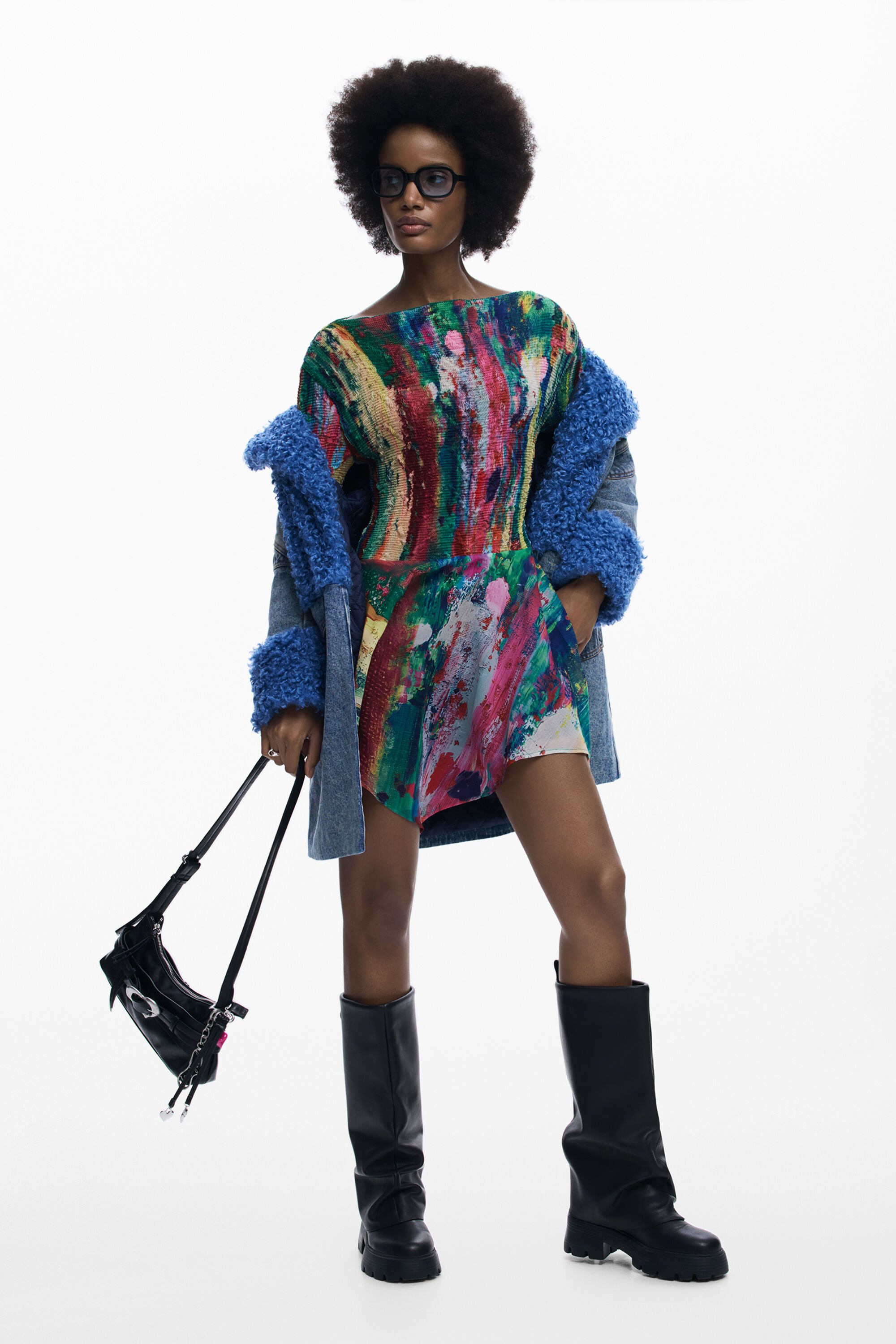 Desigual, Gerüschtes asymmetrisches Kleid, Damen, Polyester, M