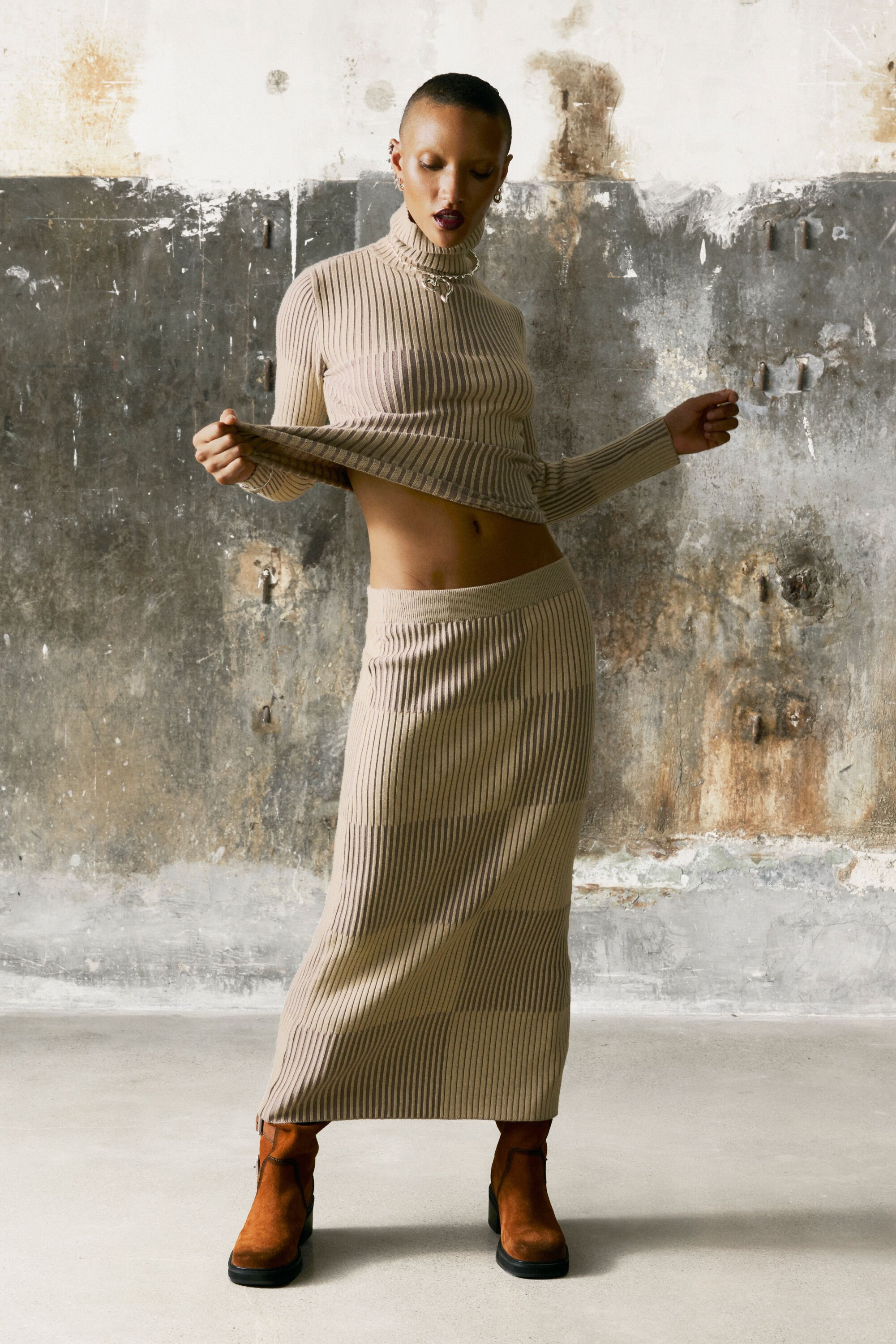 Desigual, Rollkragenpullover mit Karomuster, Damen, Braun, M