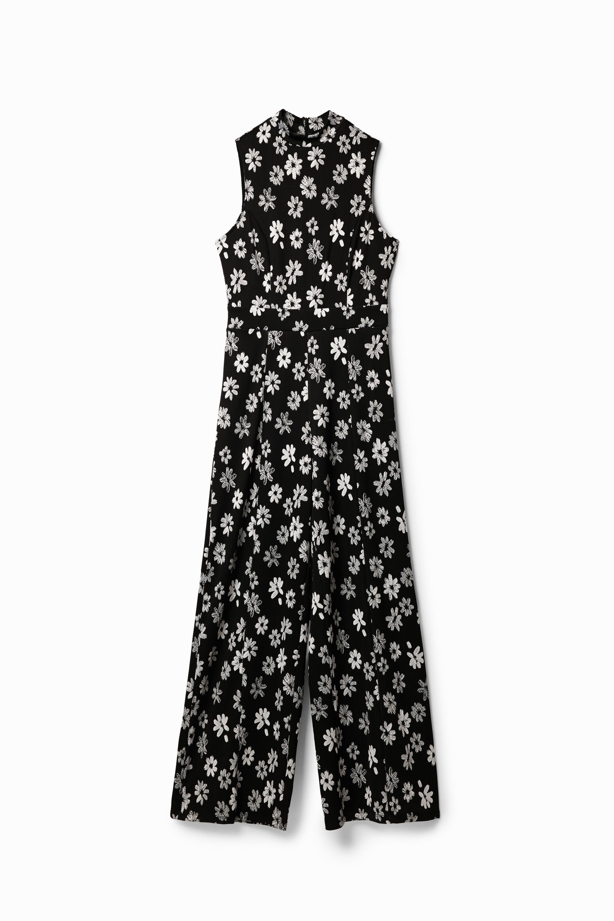 Desigual, Jumpsuit kontrastierende Blumen, Polyester, Schwarz, S