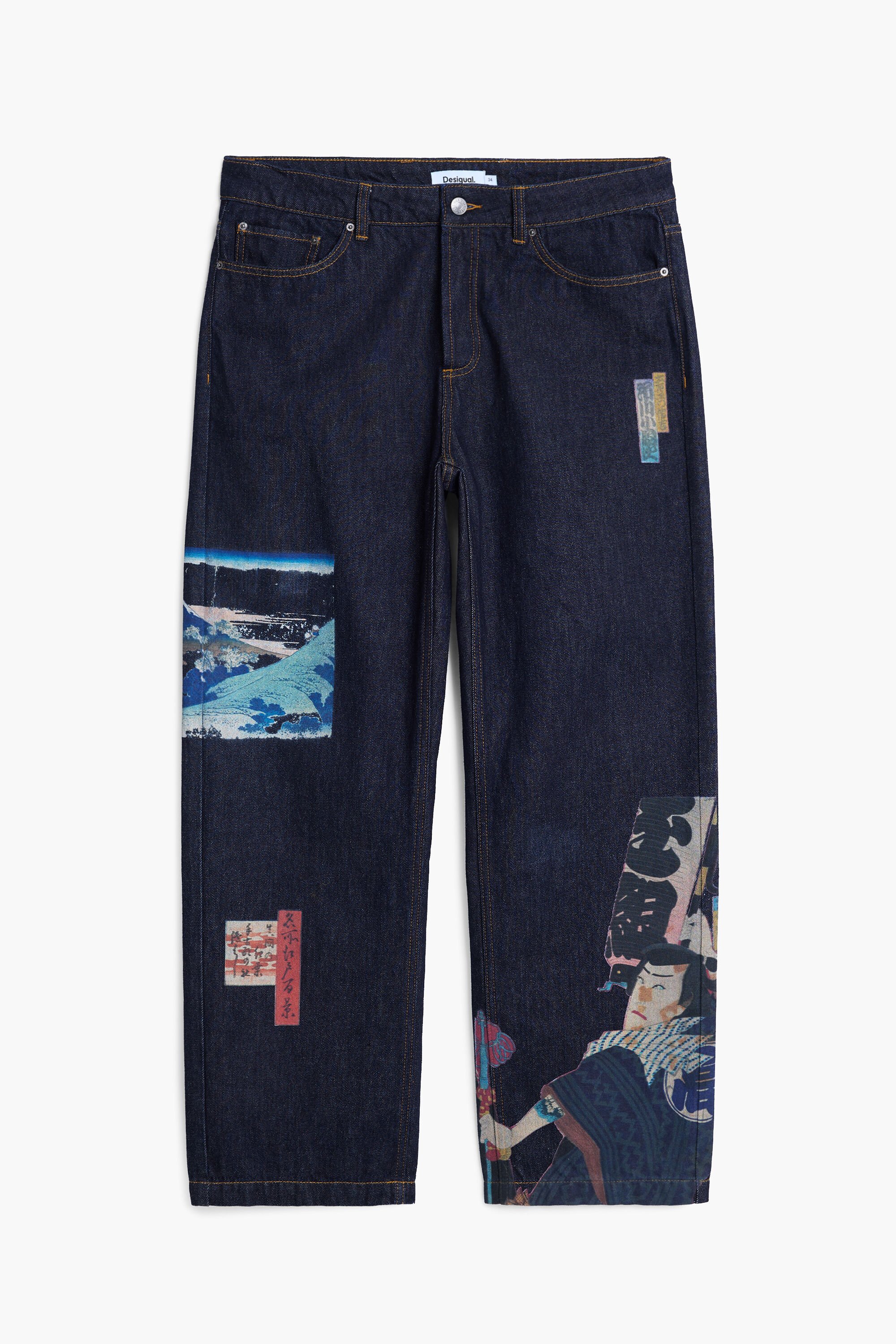 Desigual, Bedruckte Jeanshose im orientalischen Stil, Herren, Baumwolle, Blau, 36