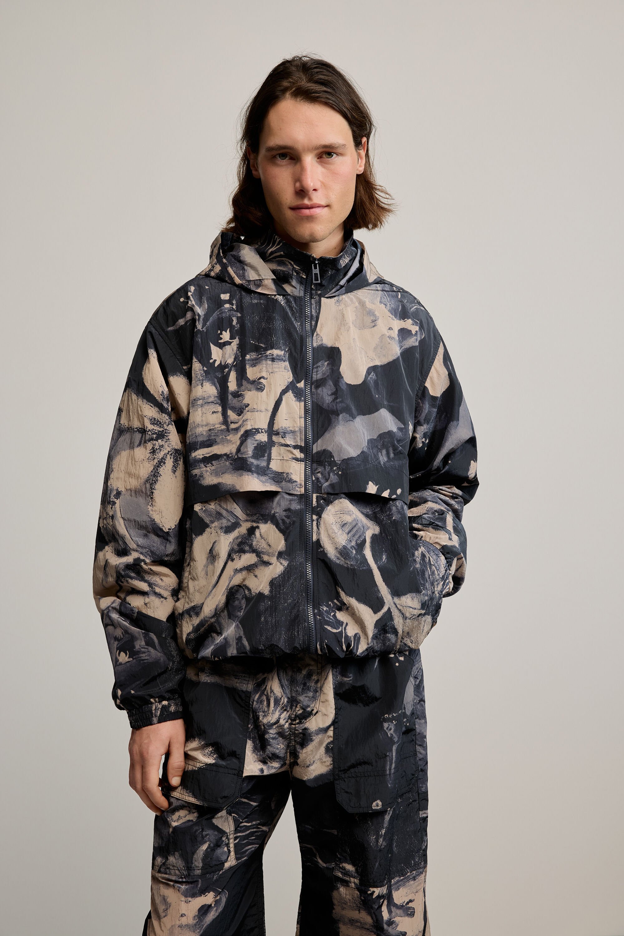 Desigual, Bedruckte gaugin-jacke, Herren, Polyamid, Schwarz, M