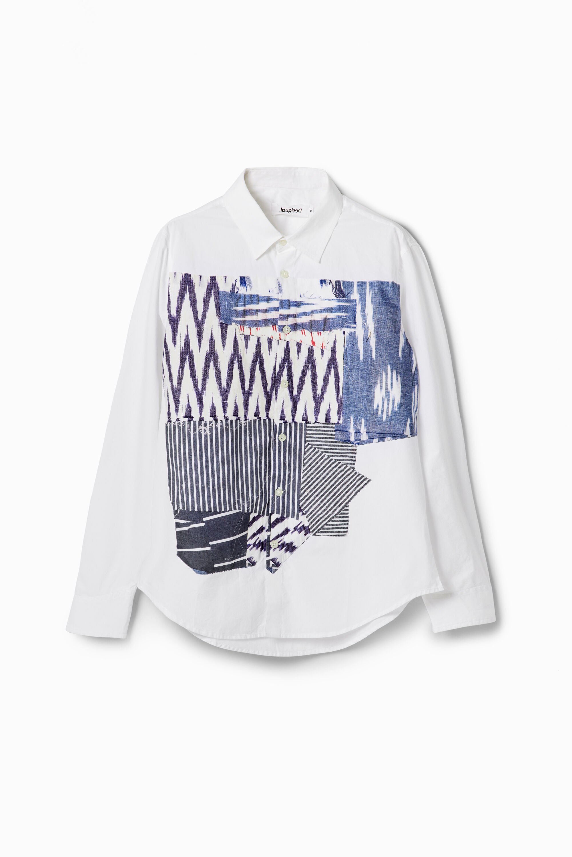 Desigual, Hemd Patchwork Ikat, Herren, Baumwolle, Weiß, XXL