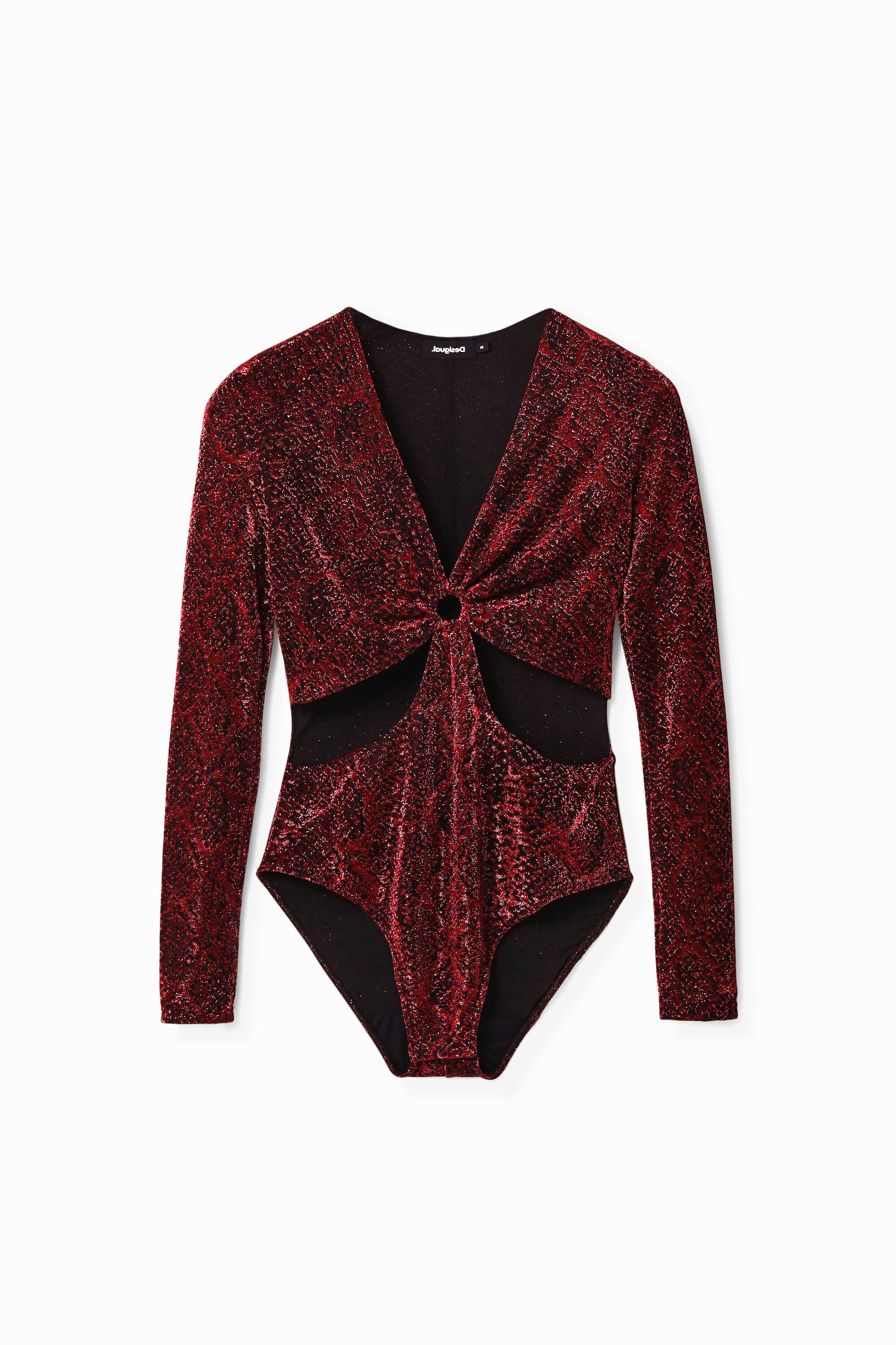 Desigual, Glänzender Body Cut-out, Rot, M