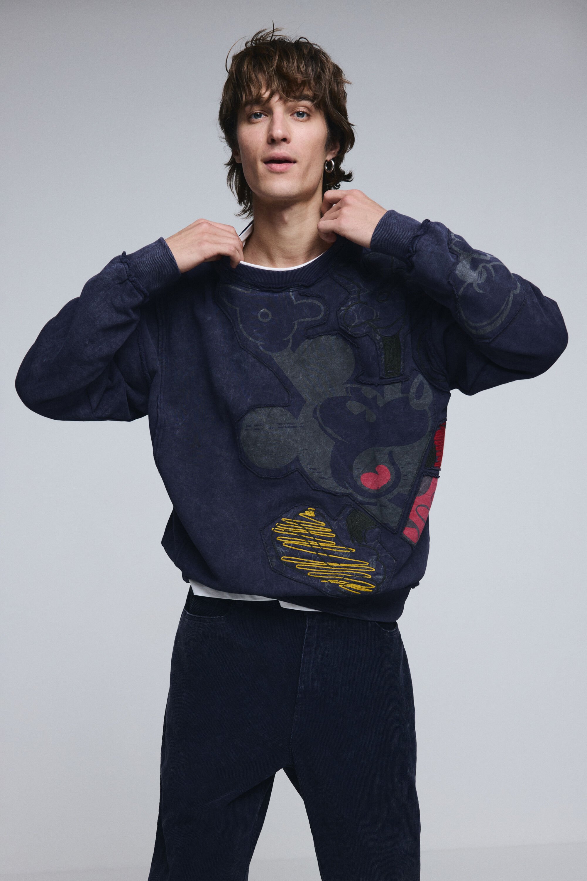 Desigual, Mickey Mouse™ Tie-Dye-Sweatshirt, Herren, Baumwolle, Blau, L