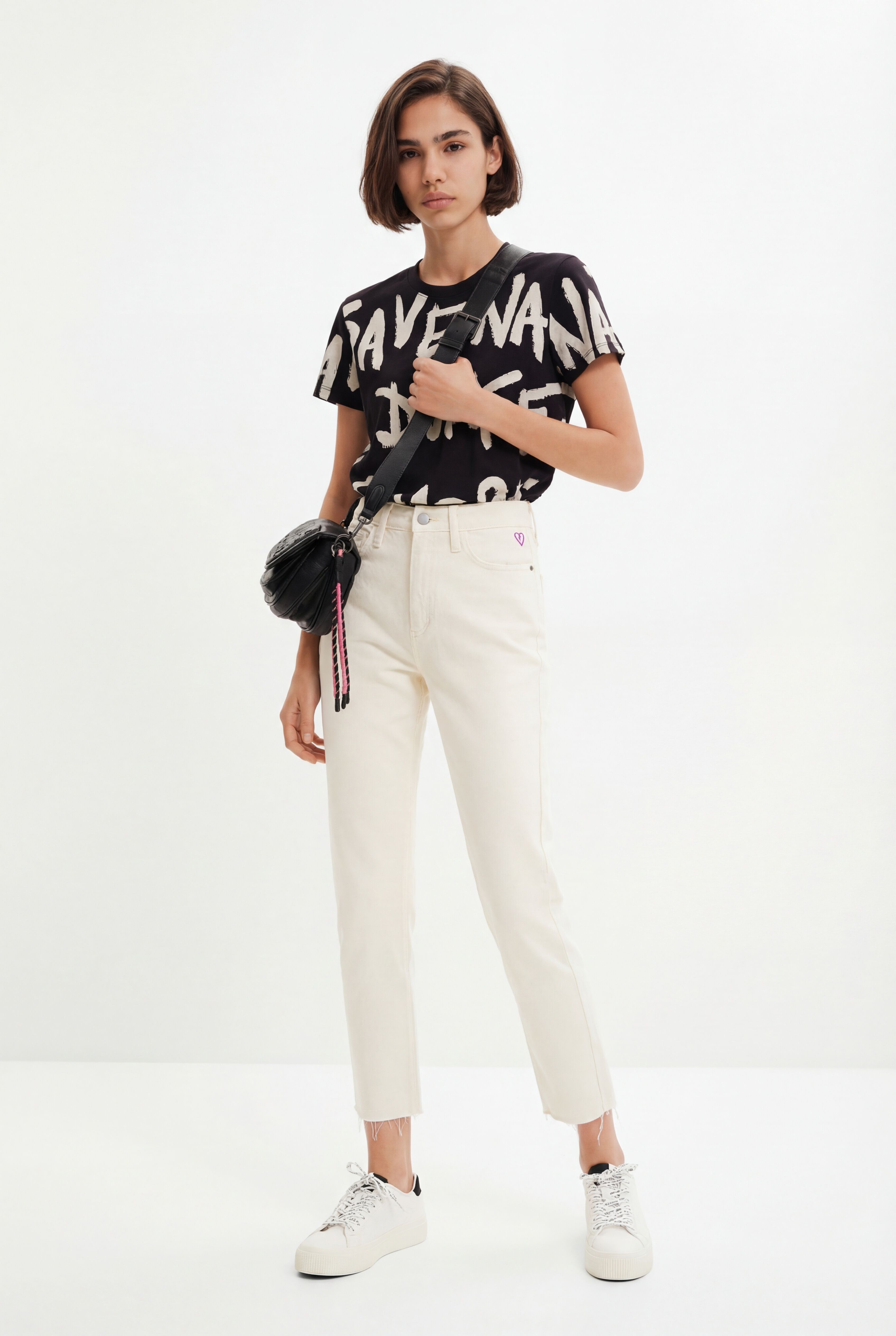 Desigual, Jeans Straight Cropped, Damen, Baumwolle, Weiß, 36