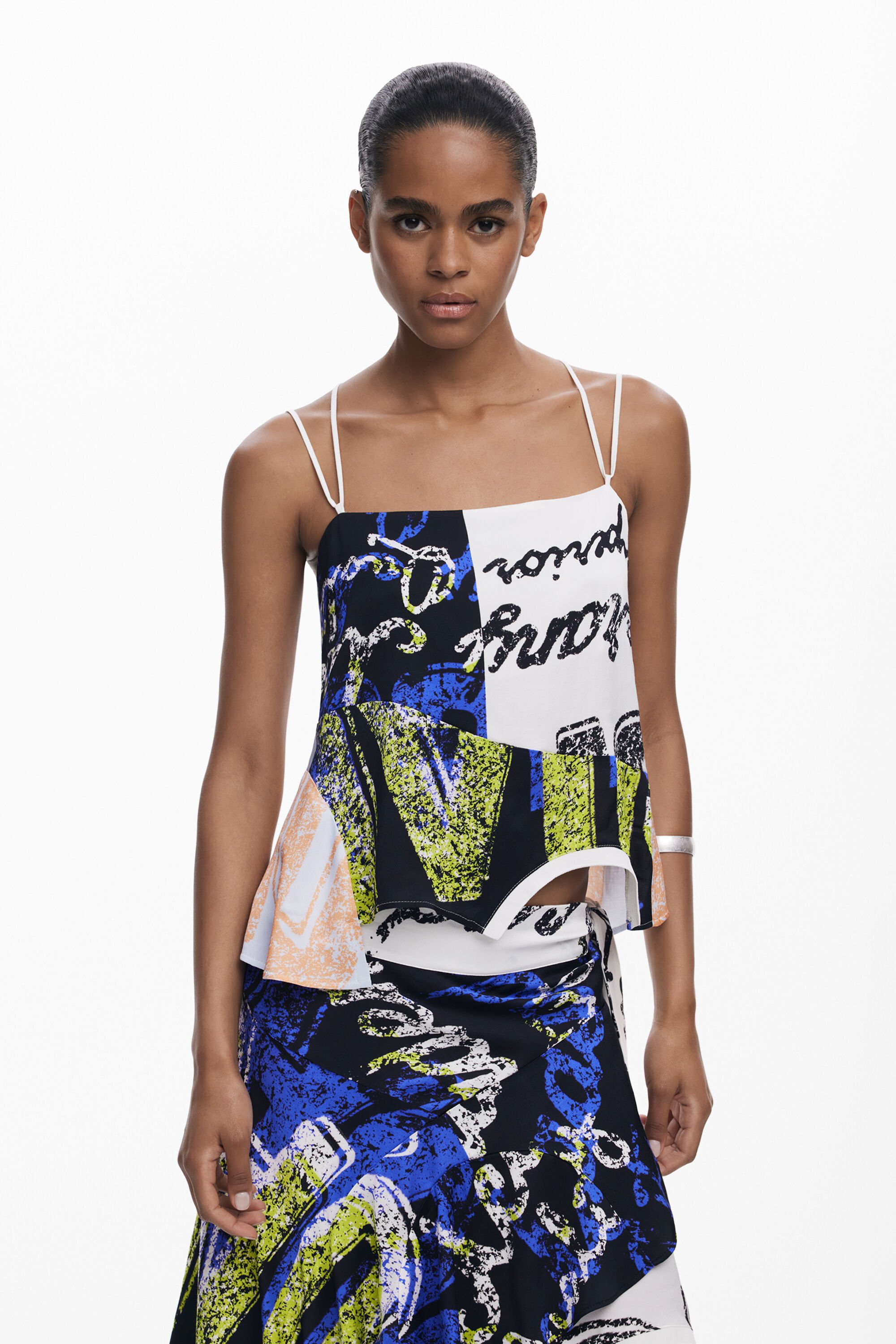 Desigual, Doppelträger-T-Shirt, Damen, Viskose, Weiß, M