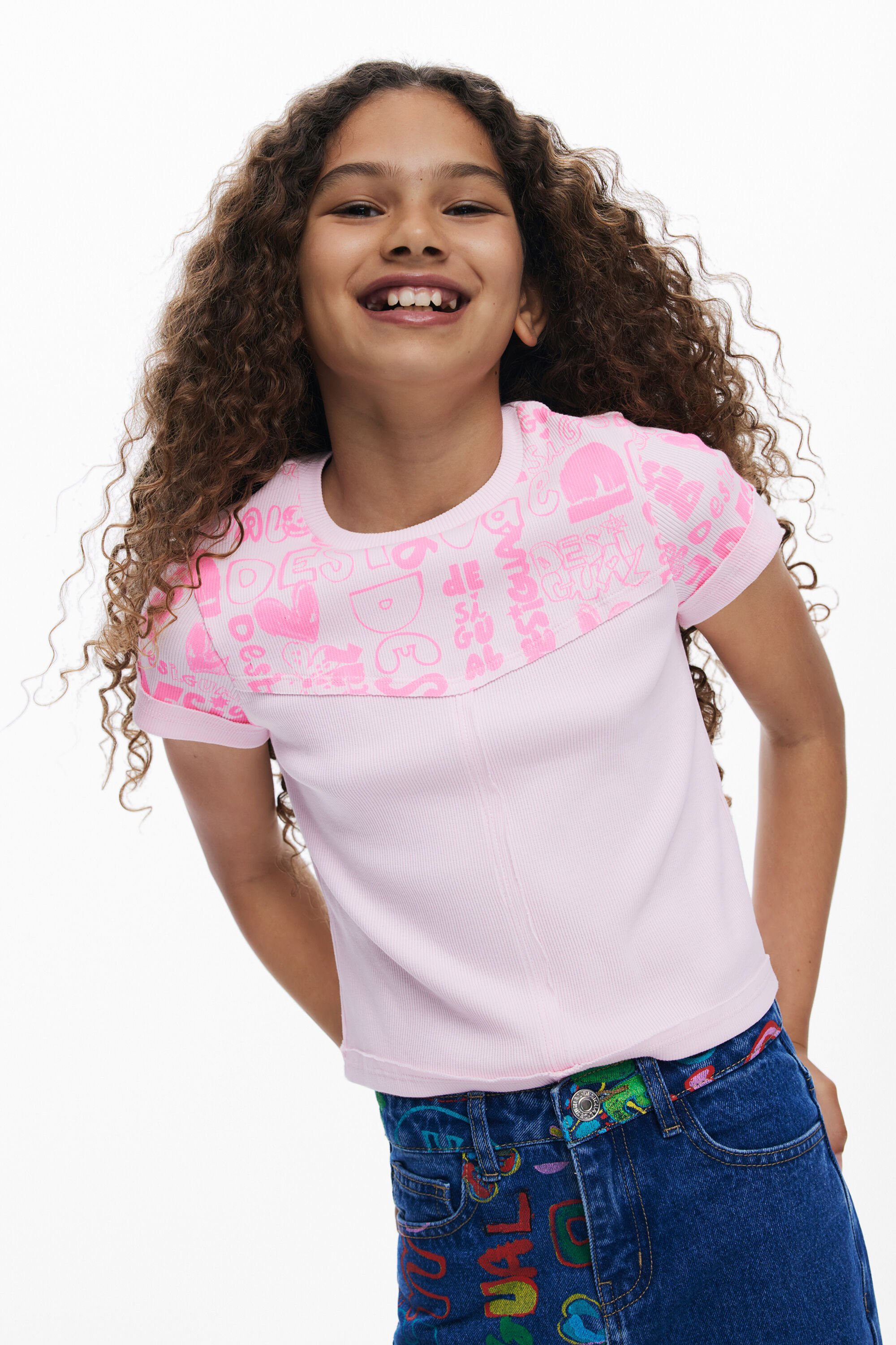 Desigual, Lettering-T-Shirt, Kinder, Baumwolle, Rot, 9/10