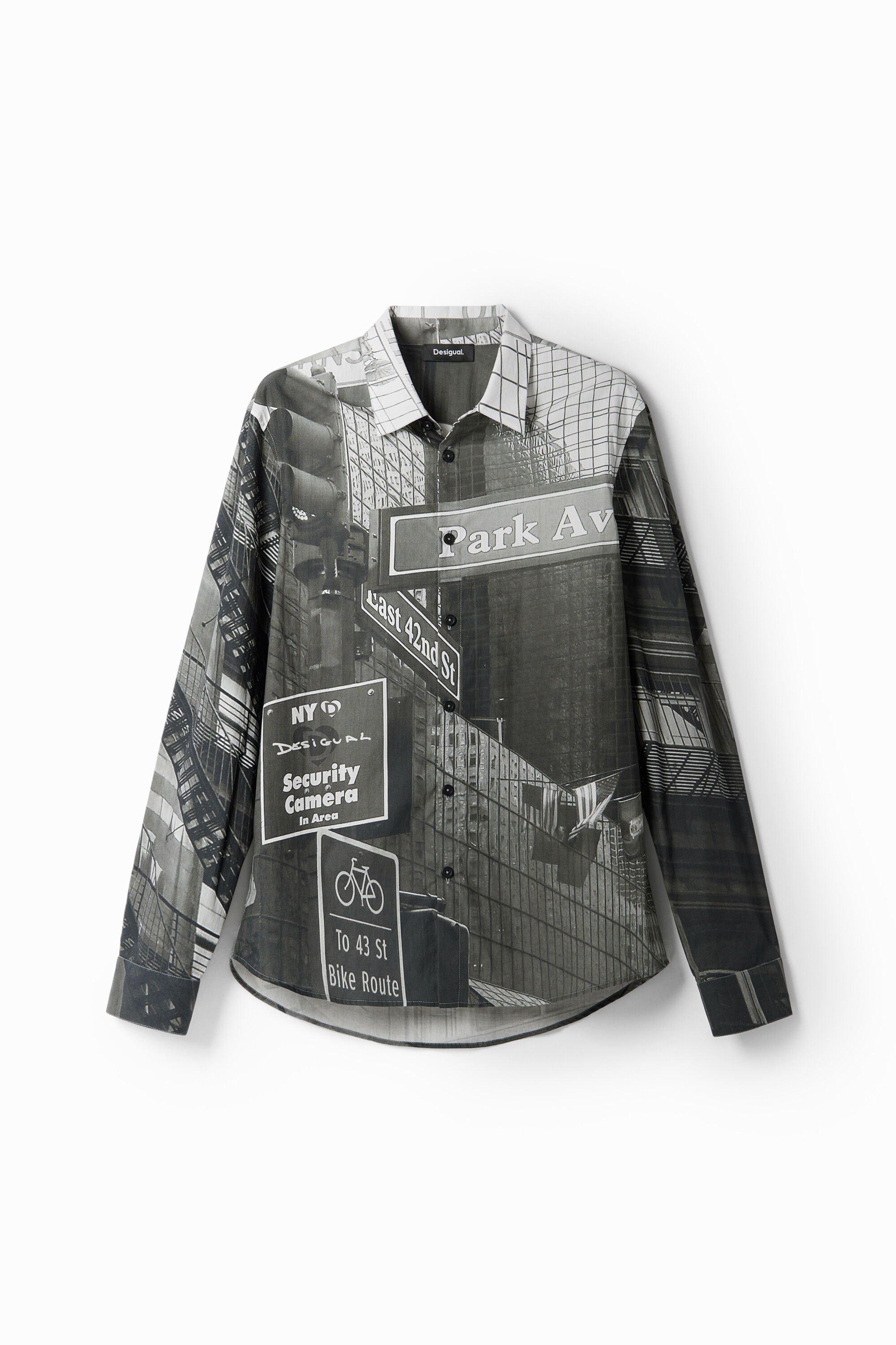 Desigual, Popeline-Hemd NY, Herren, Baumwolle, Schwarz, XL