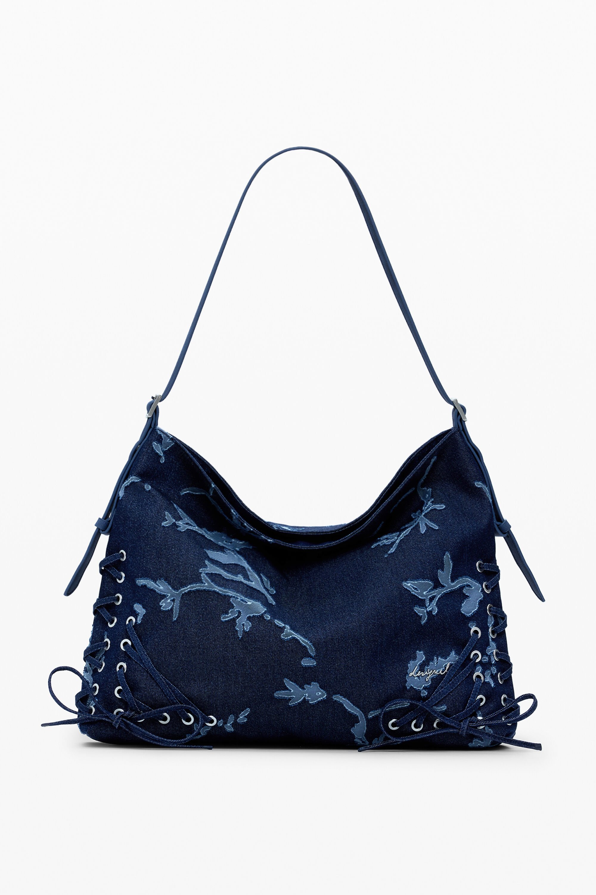 Desigual, Mittlere Jeanshandtasche mit Devoré-Muster, Damen, Blau, U