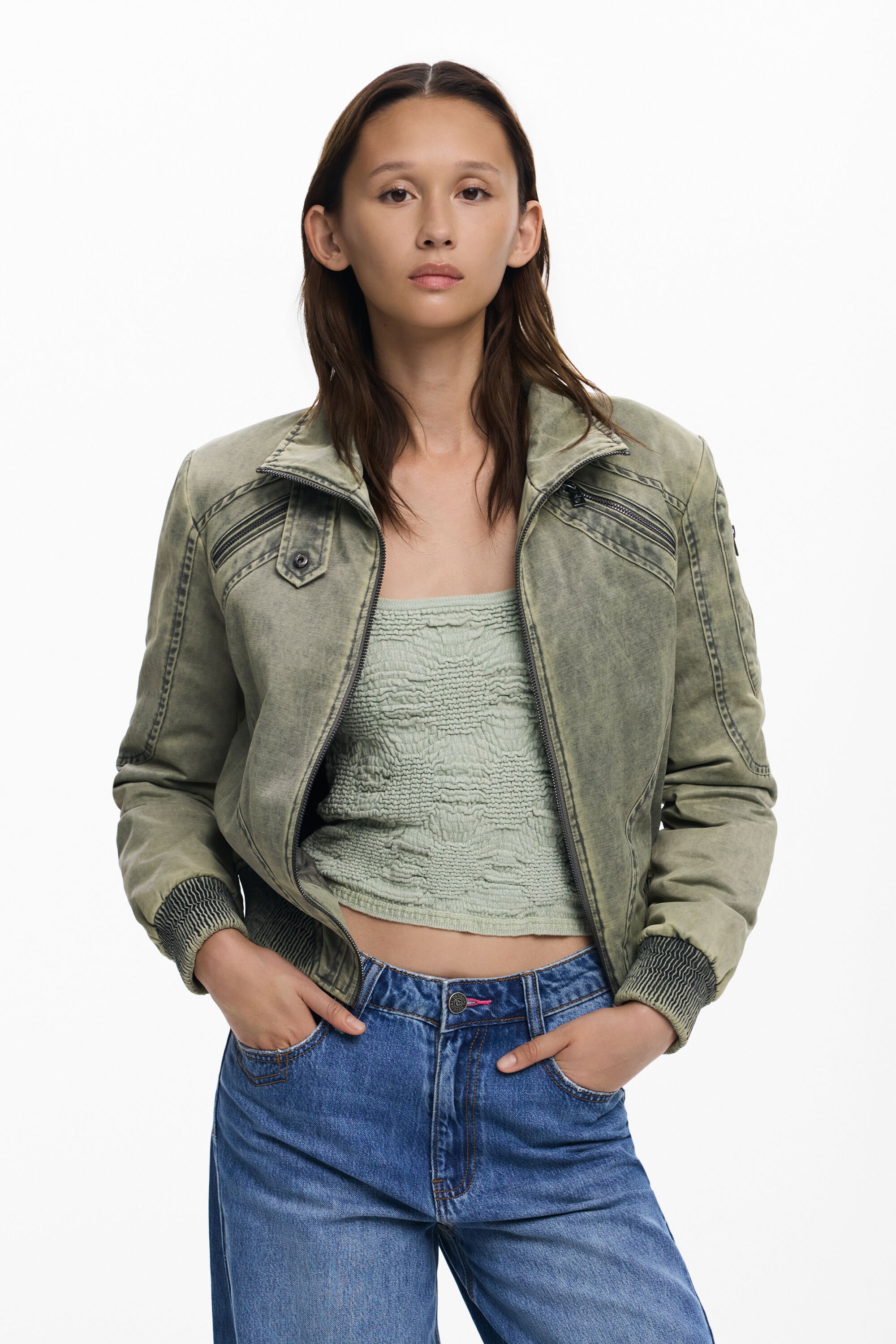 Desigual, Kurze Jacke mit Bund, Damen, Schwarz, L