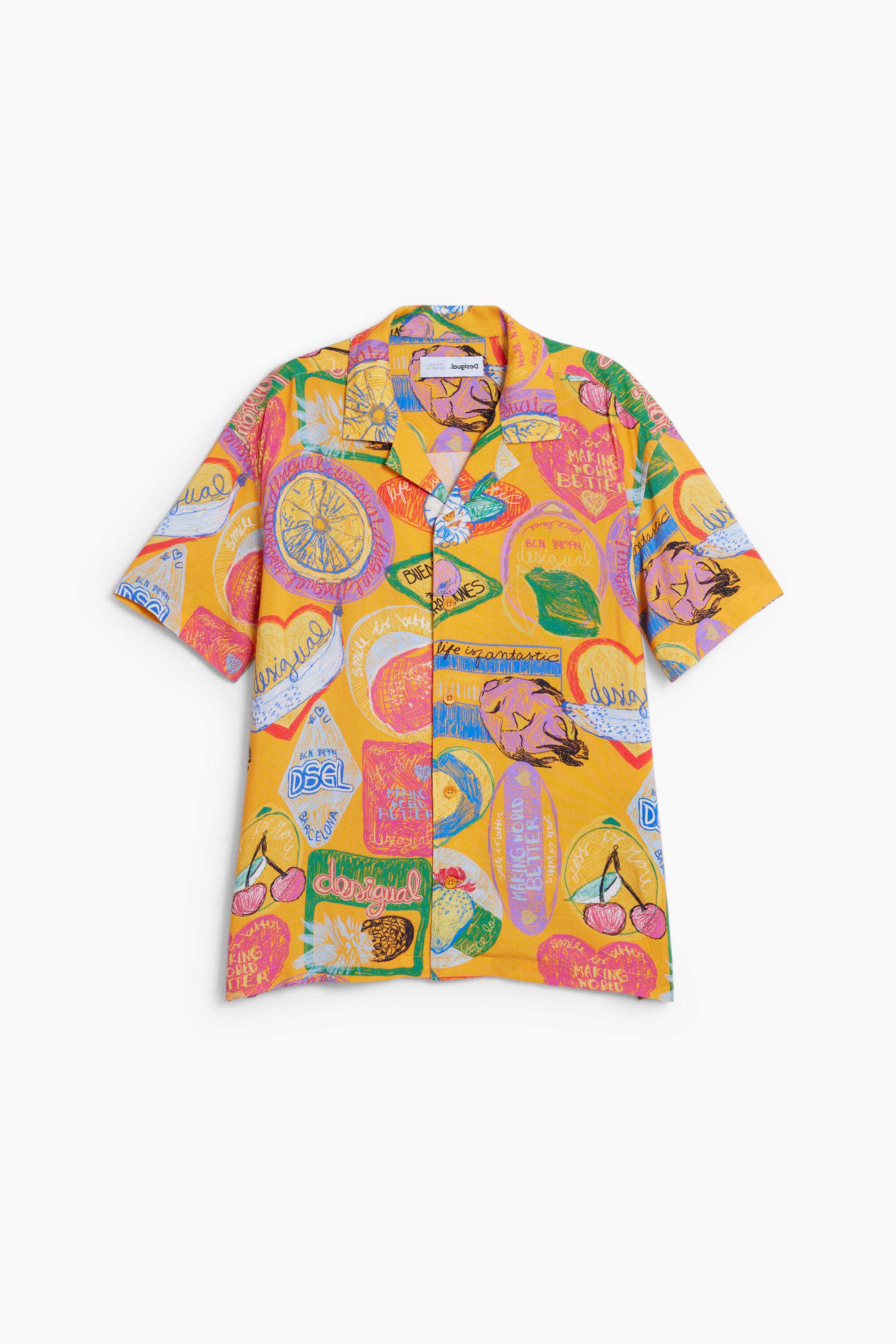 Desigual, Kurzarmhemd mit Aufdrucken, Kinder, Viskose, Orange, 7/8