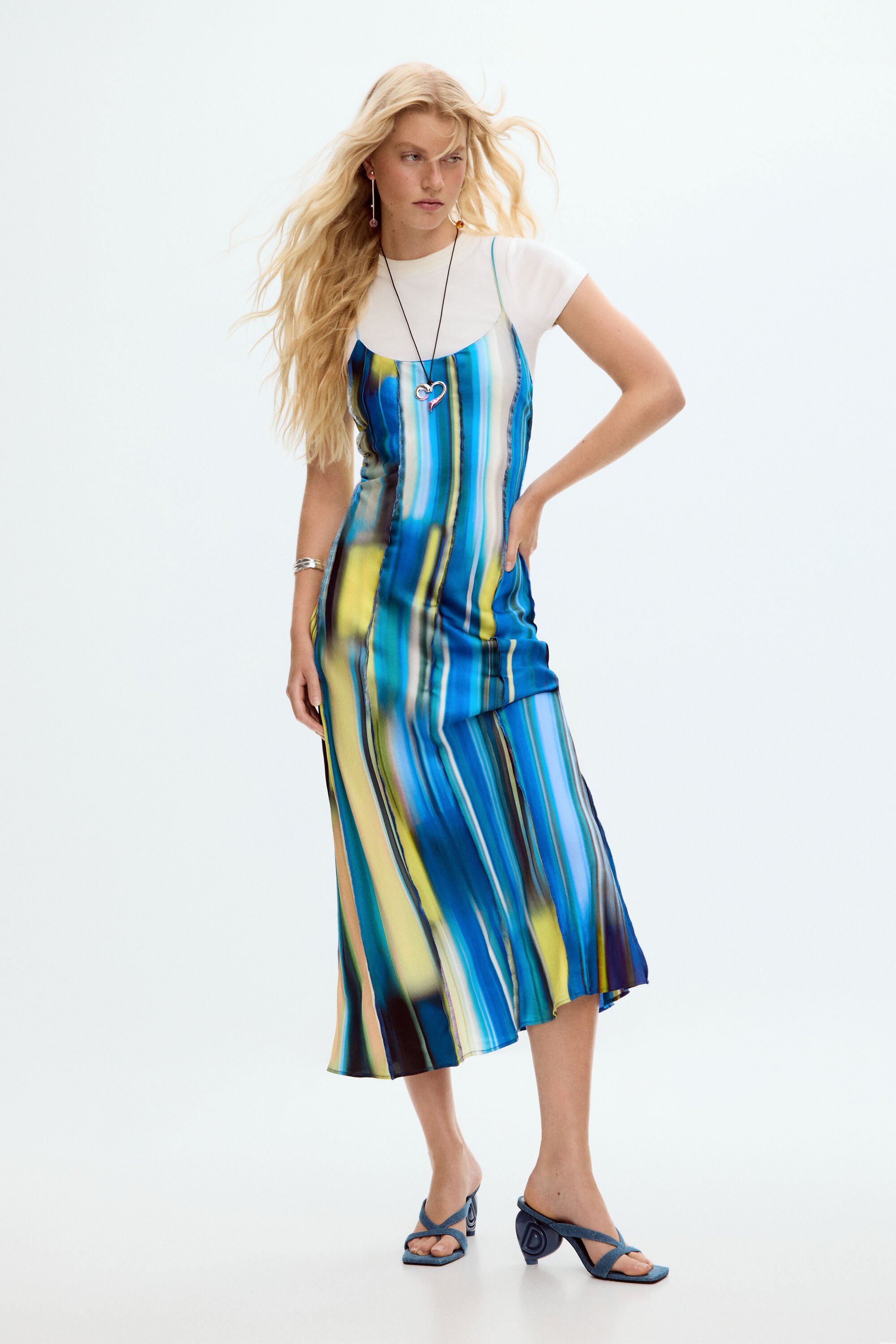 Desigual, Kombiniertes Kleid, Damen, Viskose, Blau, XS